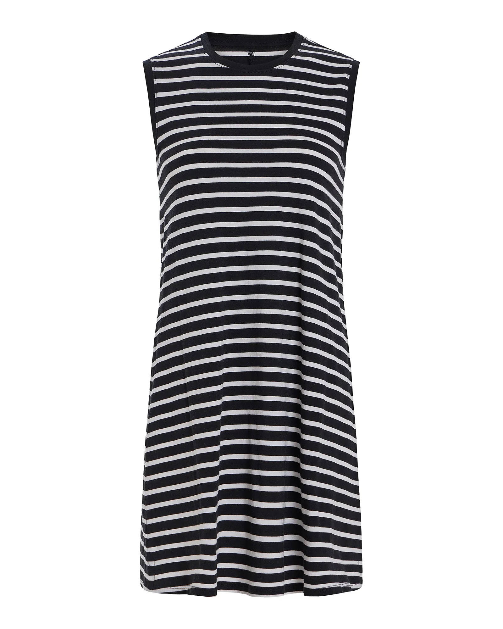 Classic Jersey Sleeveless Dress - Black-White chic wear
