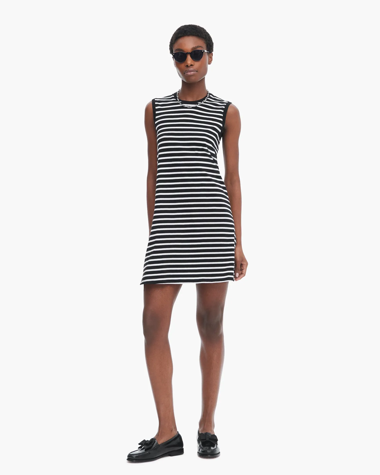 Classic Jersey Sleeveless Dress - Black-White cool edge