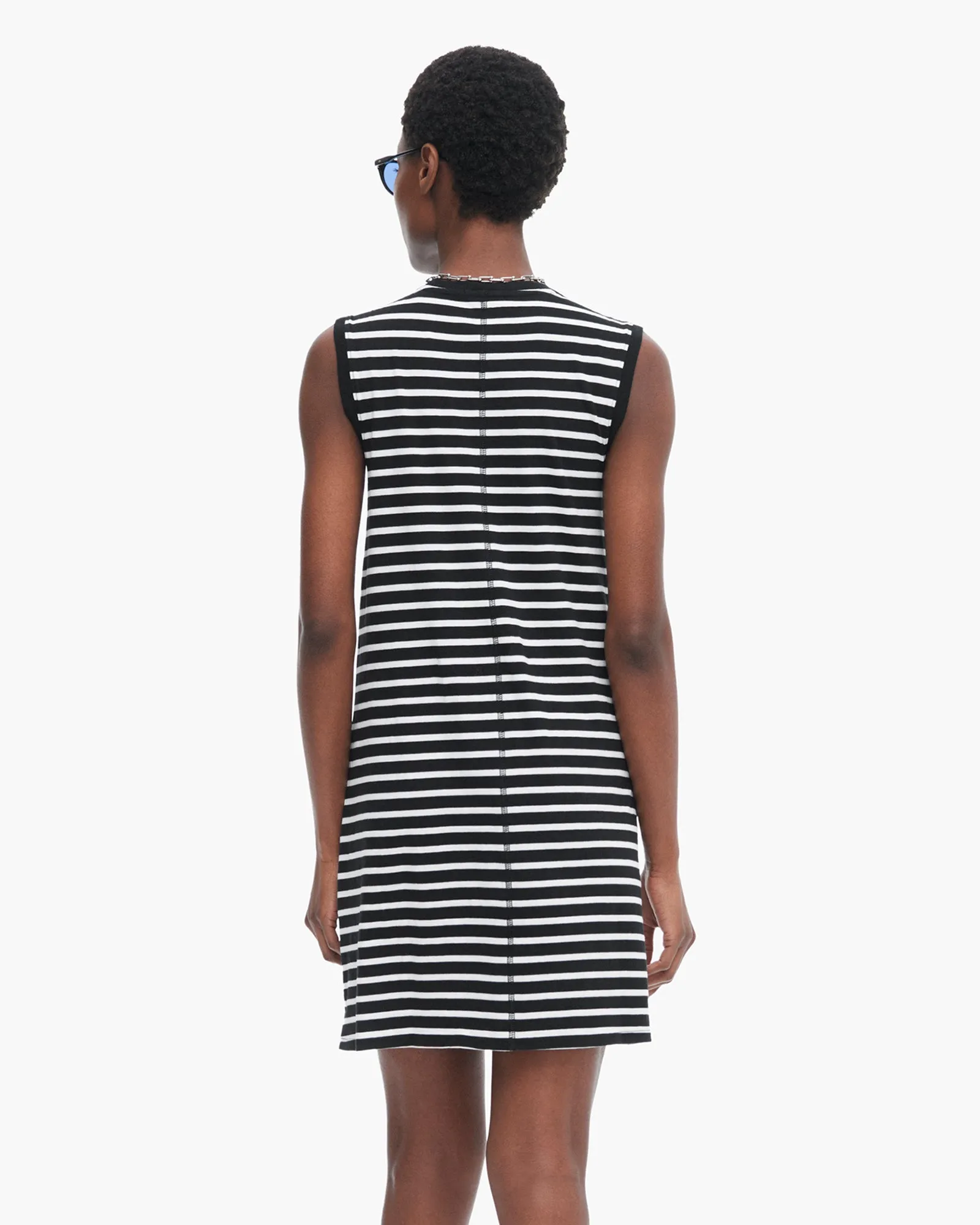 Classic Jersey Sleeveless Dress - Black-White calm glow