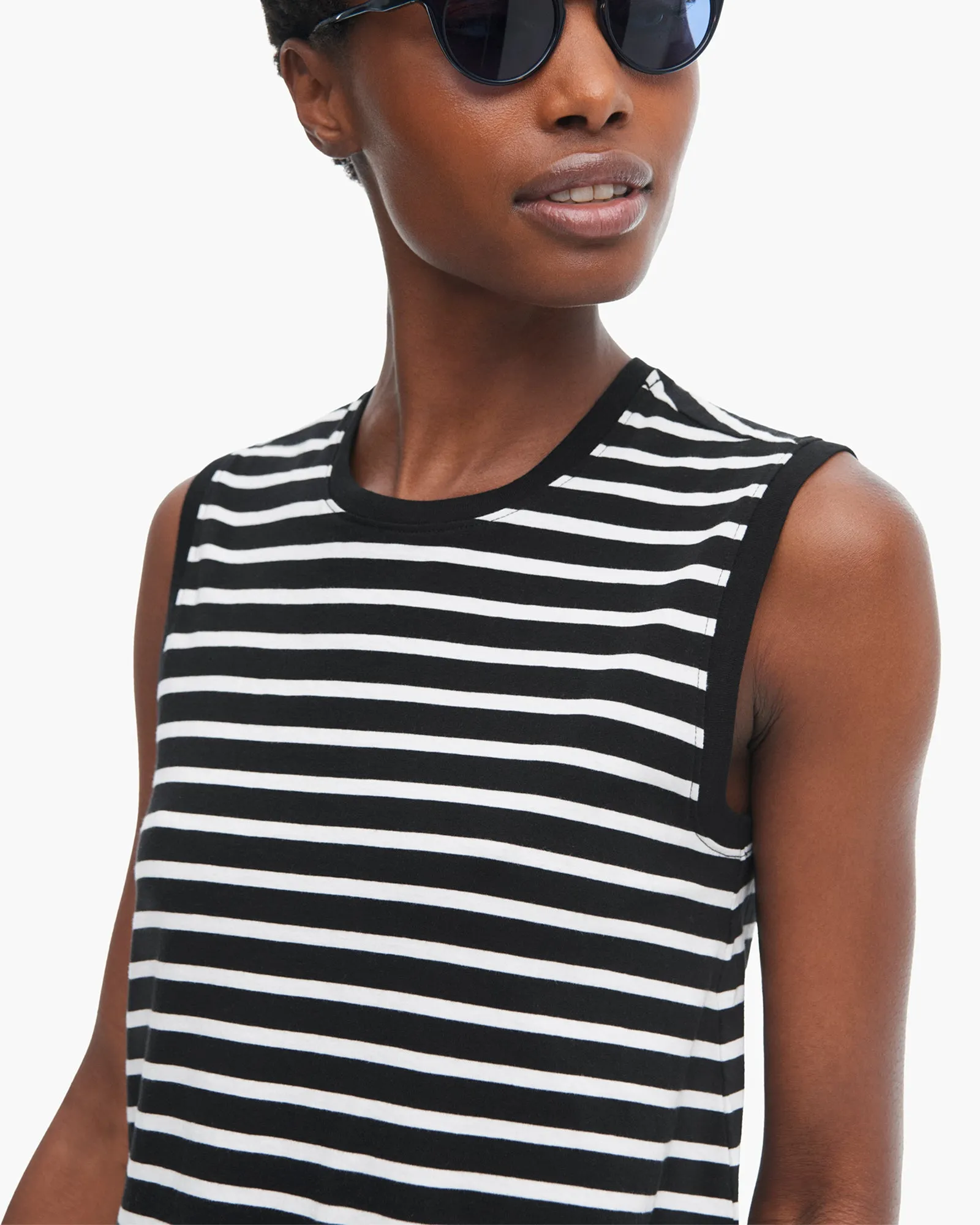 Classic Jersey Sleeveless Dress - Black-White playful vibe