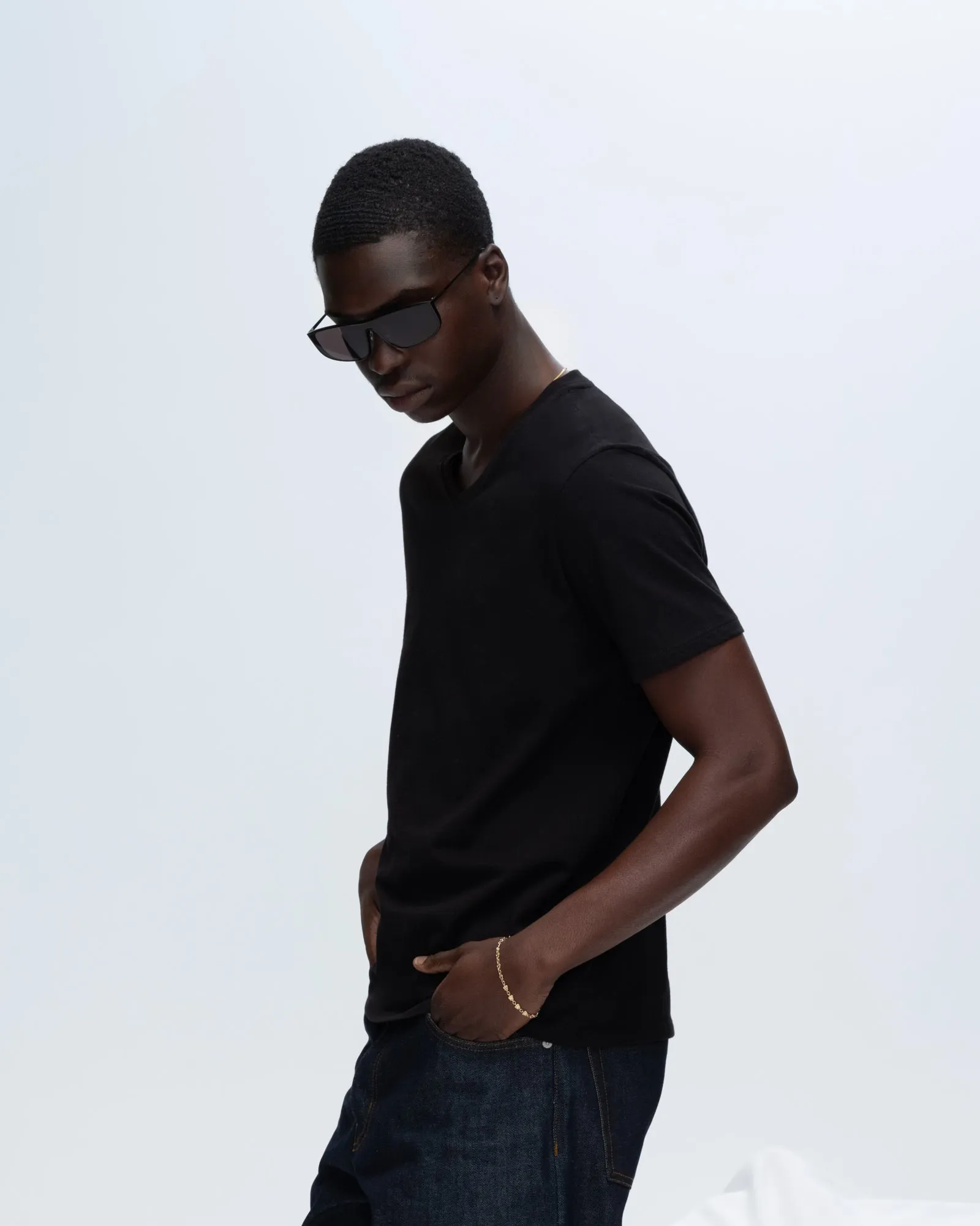 Classic Jersey V-Neck Tee - Black urban breeze