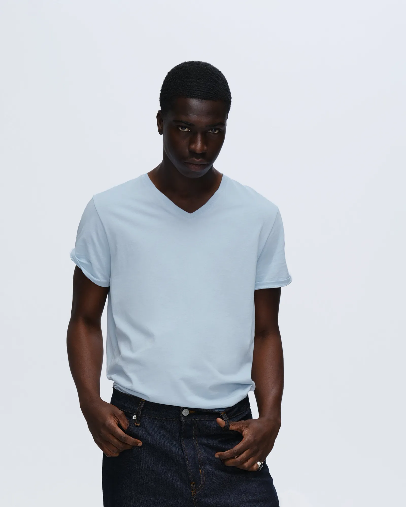 Classic Jersey V-Neck Tee - Blue bold pick