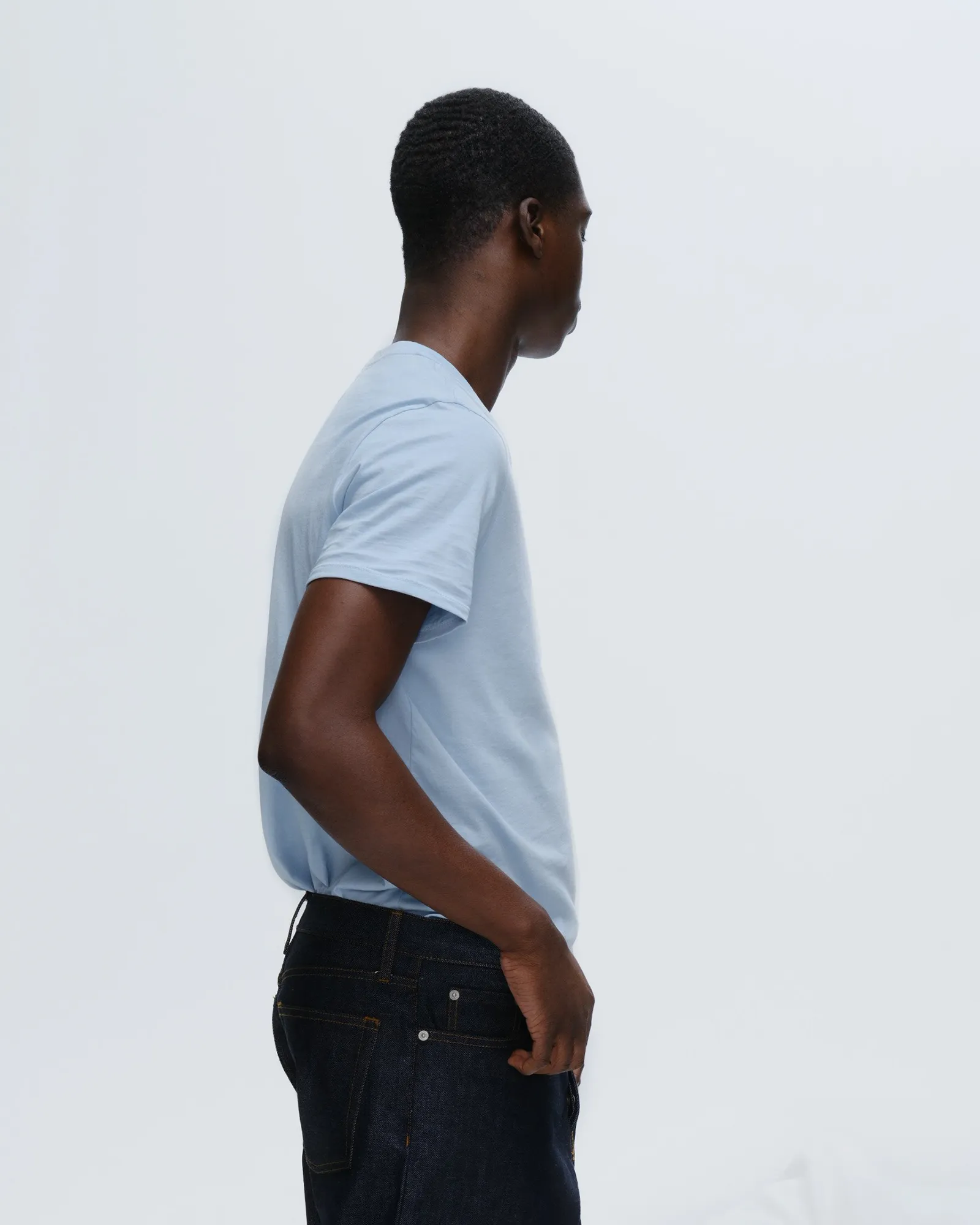Classic Jersey V-Neck Tee - Blue casual cool