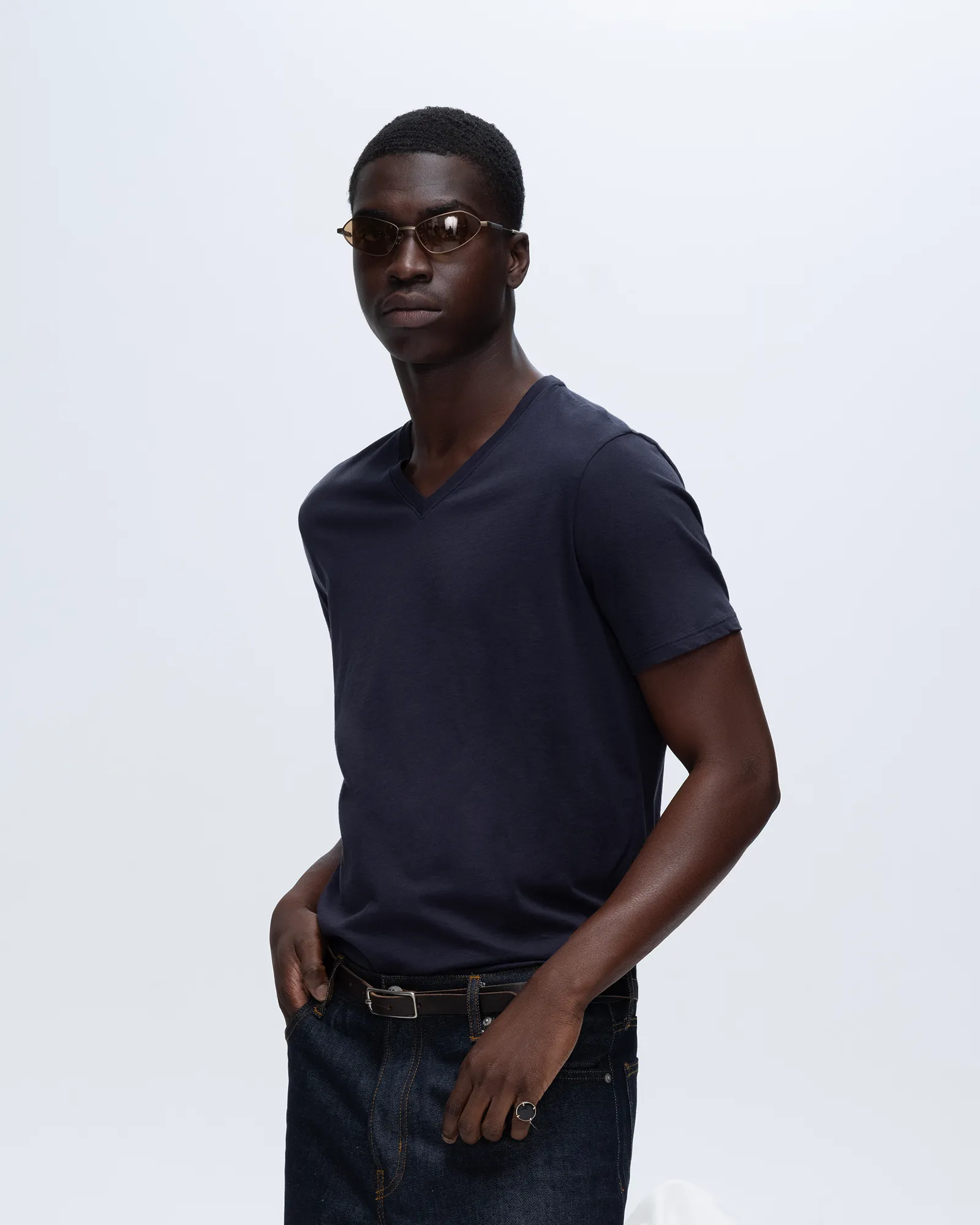 Classic Jersey V-Neck Tee - Midnight summer feel