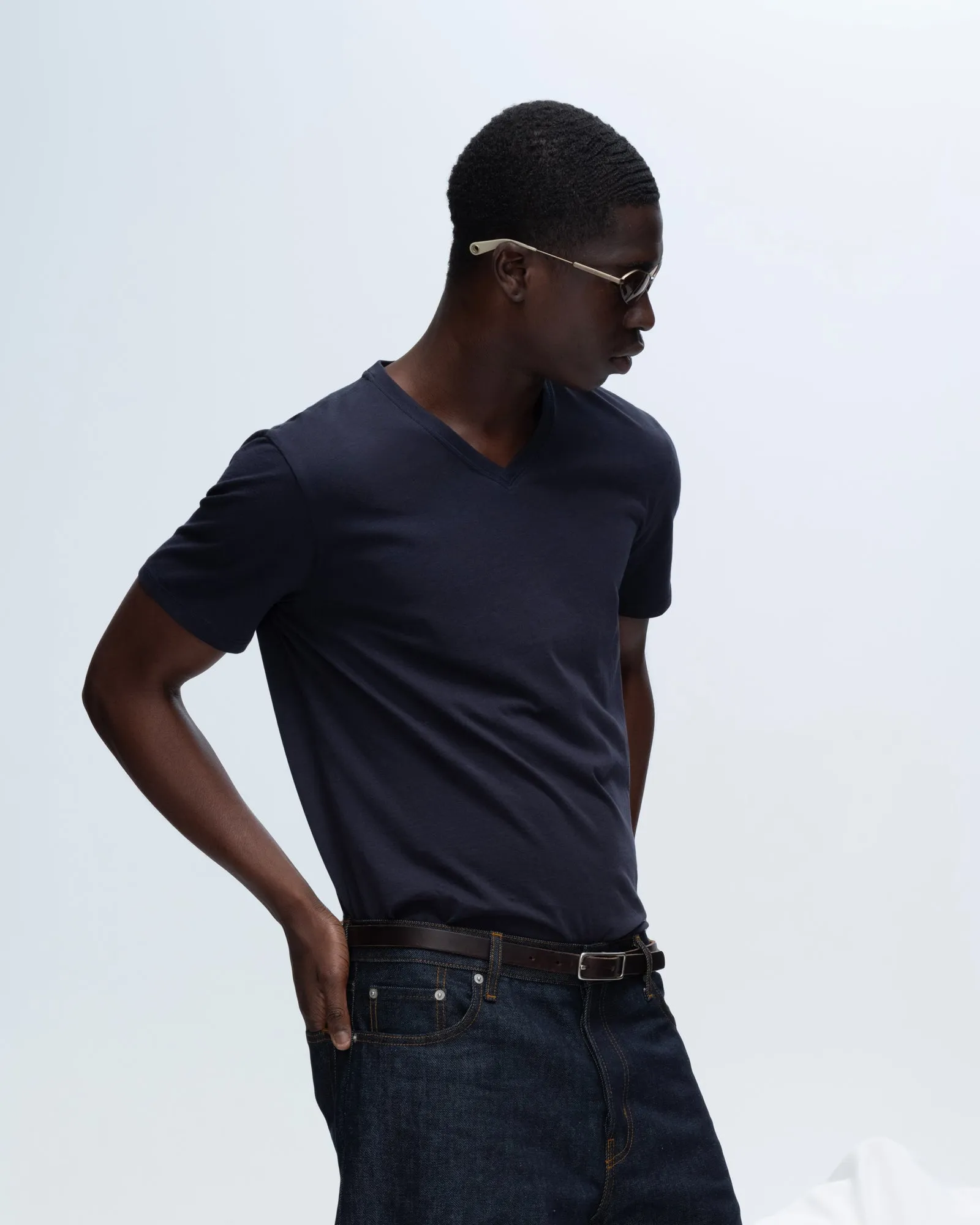 Classic Jersey V-Neck Tee - Midnight daily charm