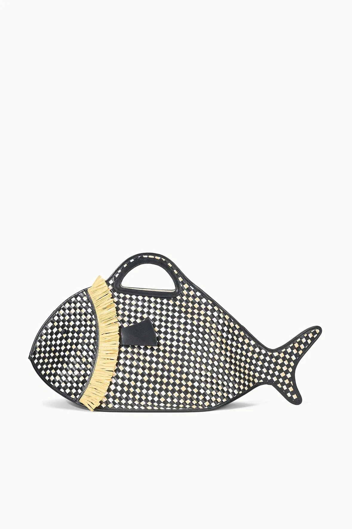 CLEO FISH BASKET TOTE | BLACK NATURAL grip edge
