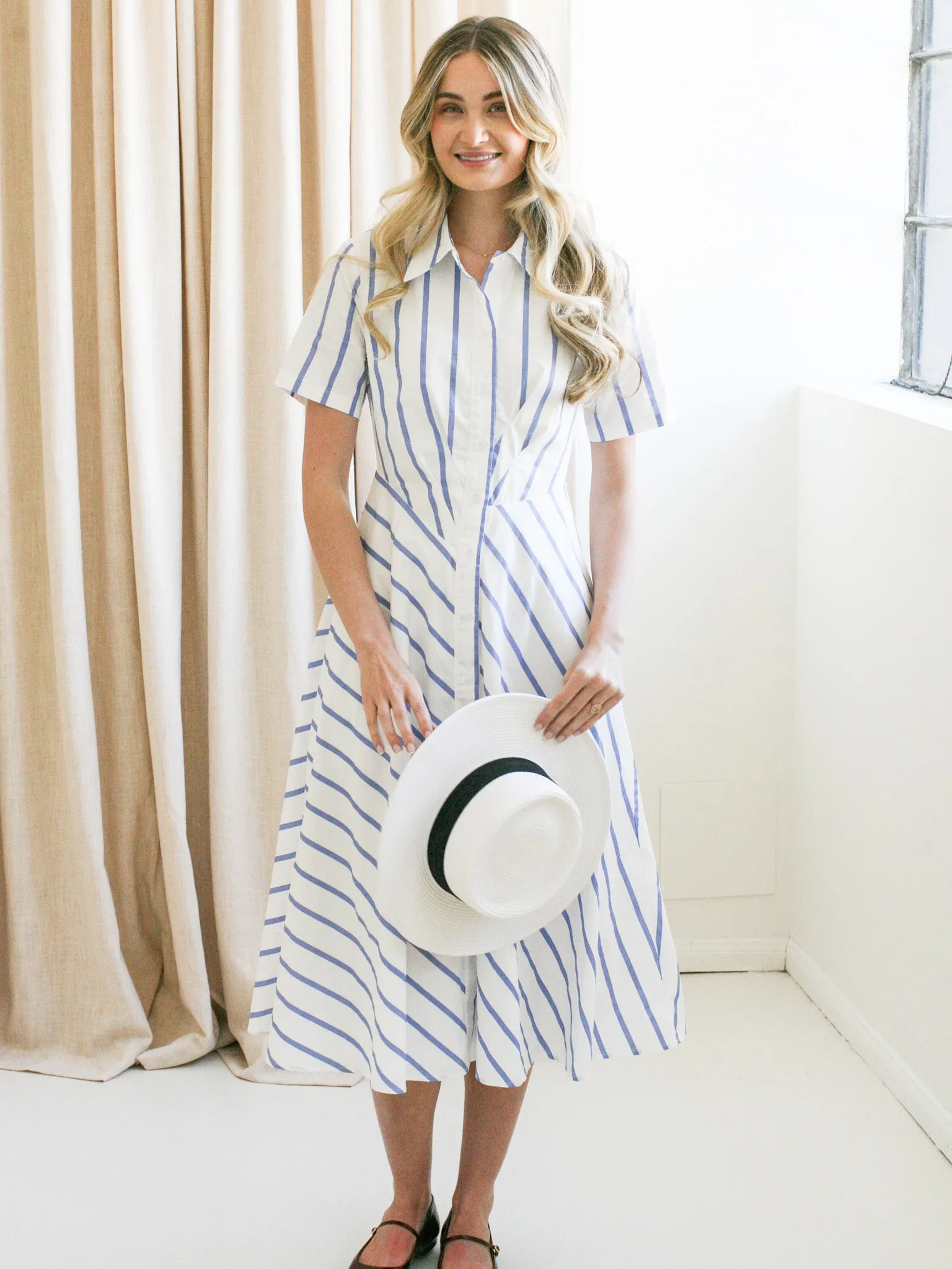 Contrast Stripe Midi Dress touch soft