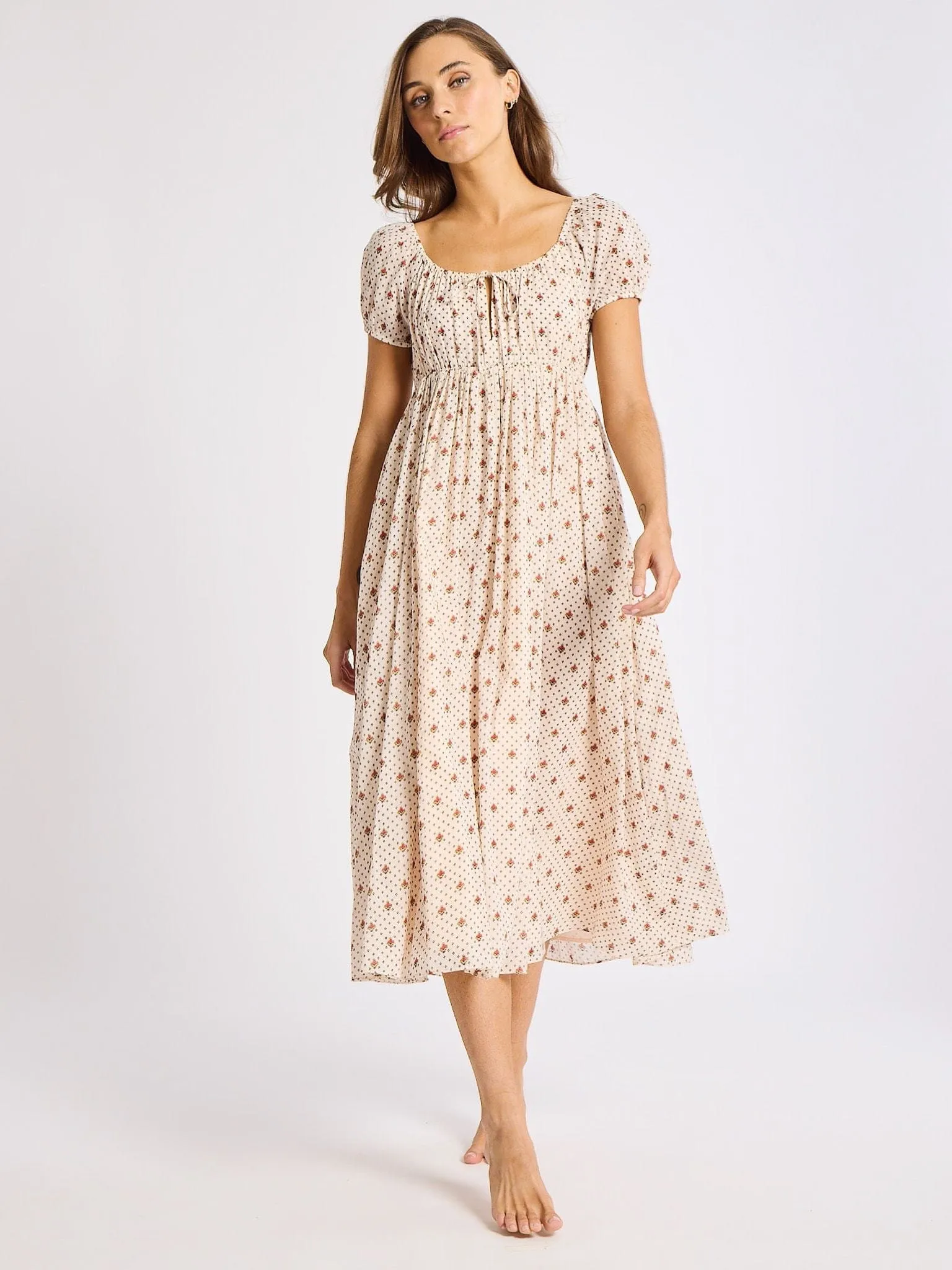 Coralie Dress in Blush Foulard sunset walk