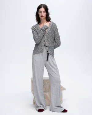 Cotton Blend Rib Detail Cardigan - Black Marl Classic Mood