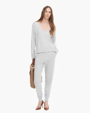 Cotton Cashmere Boxy V-Neck Sweater - H.Silver City Layer