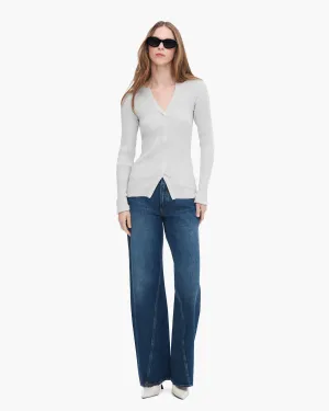 Cotton Cashmere Ribbed Trumploy Cardigan - H. Silver Cozy Fit