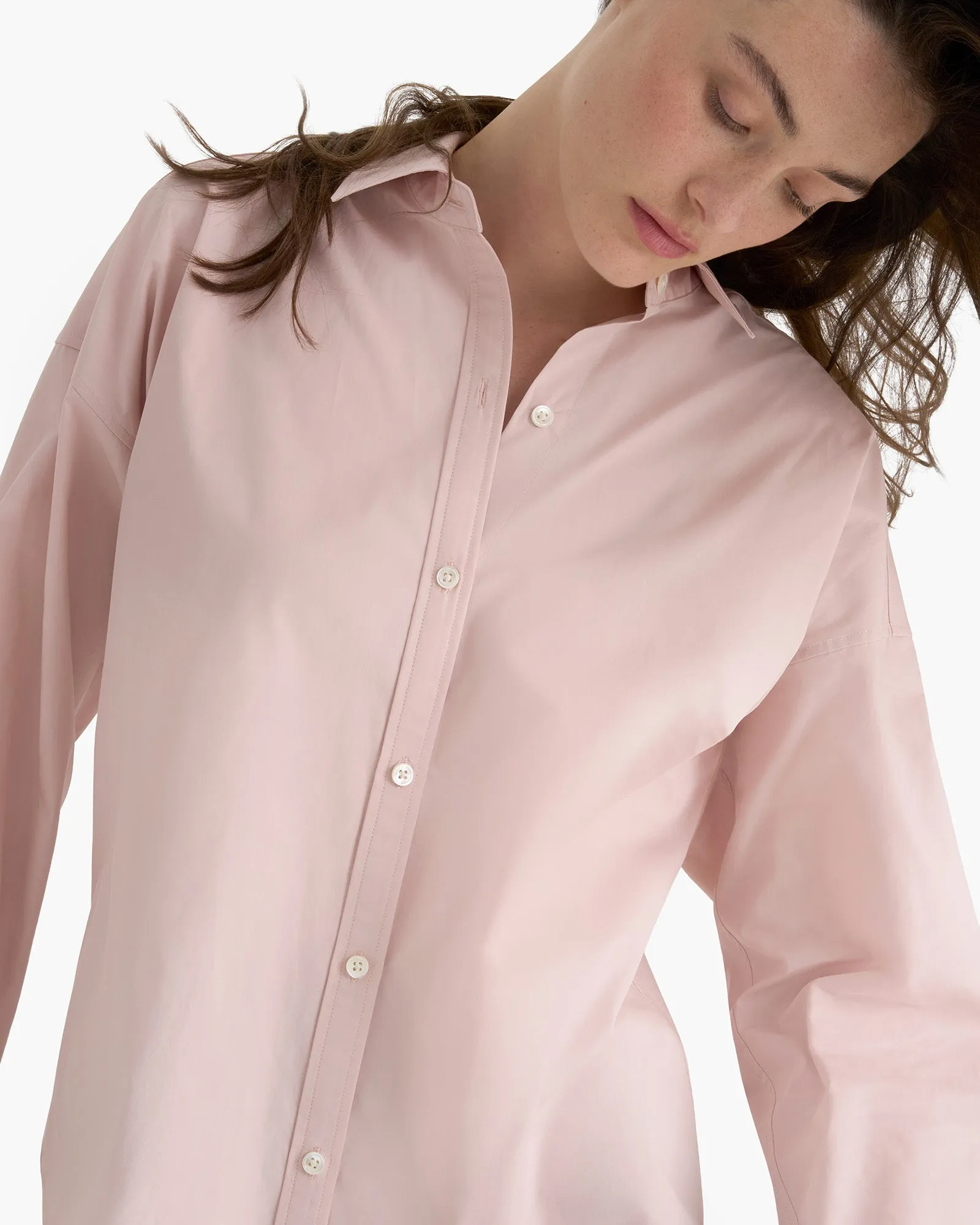 Cotton Poplin Boyfriend Shirt - Faded Rose confident wear