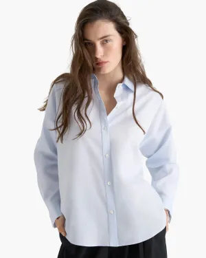 Cotton Poplin Boyfriend Shirt - Light Blue fall vibe
