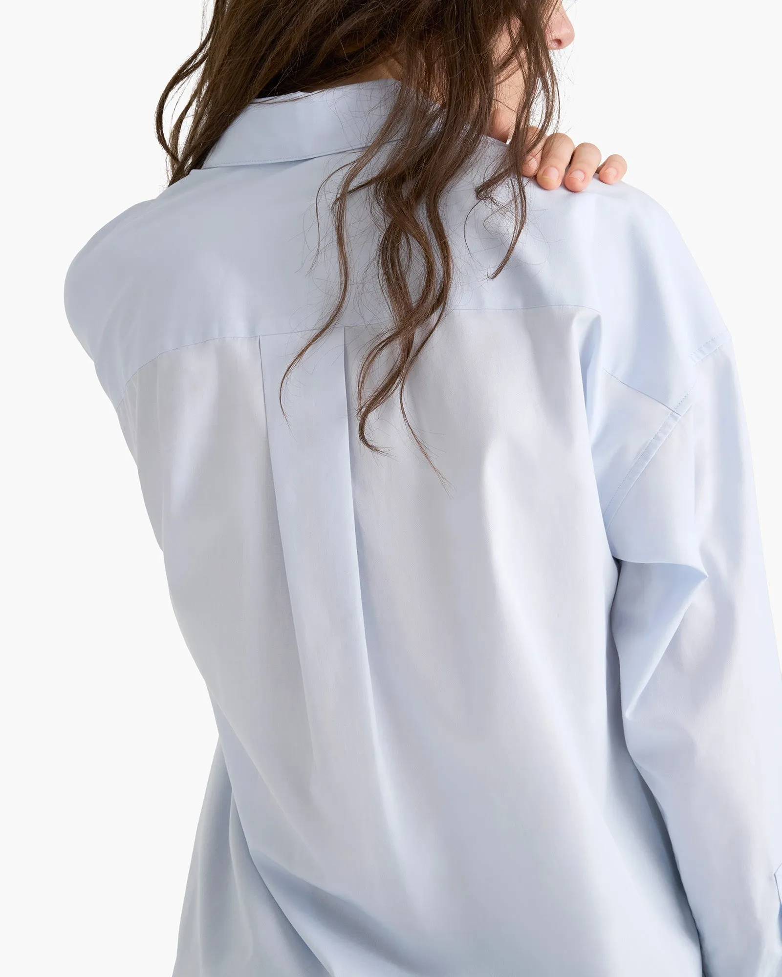 Cotton Poplin Boyfriend Shirt - Light Blue comfort luxe