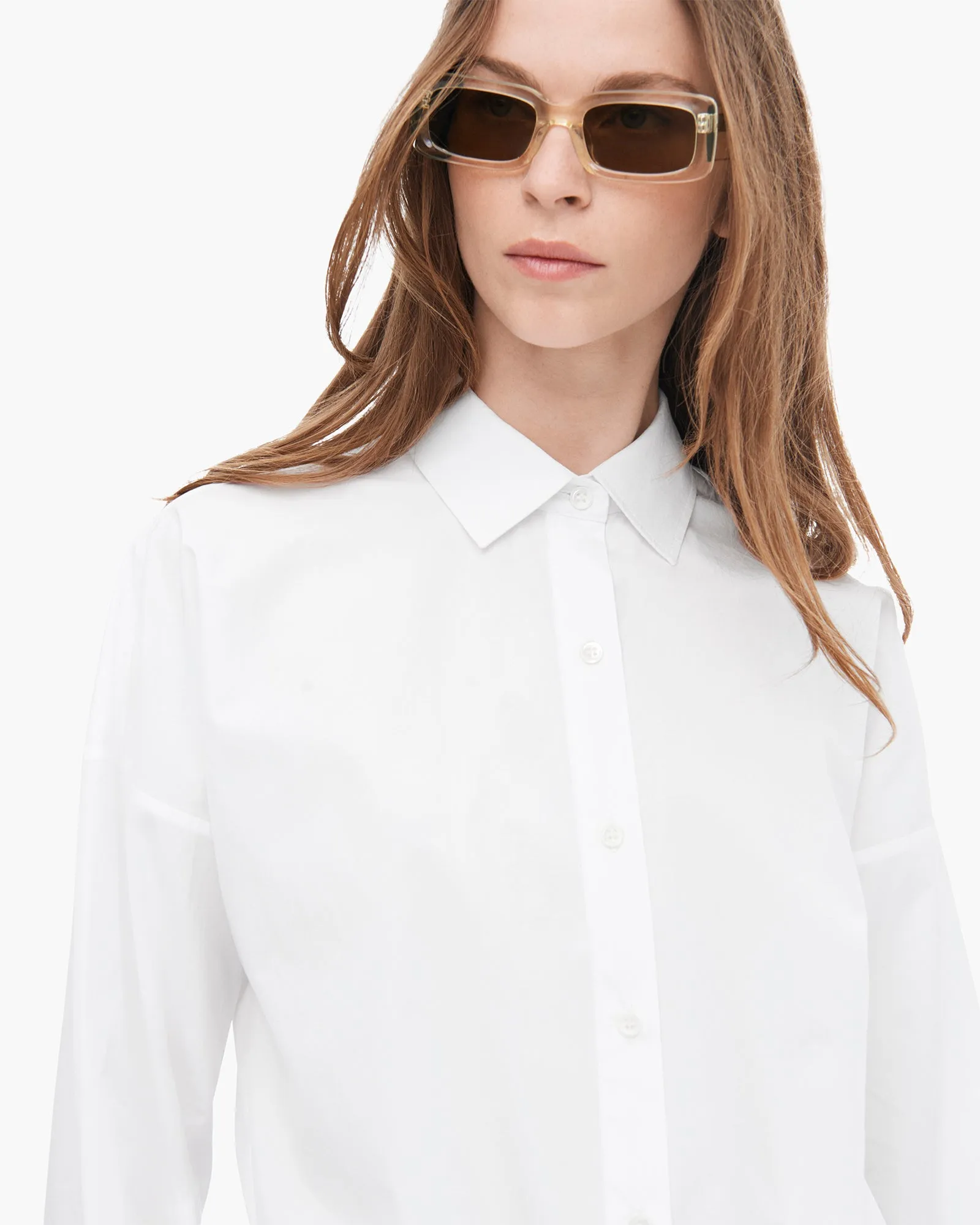 Cotton Poplin Boyfriend Shirt - White smart travel