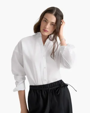 Cotton Poplin Boyfriend Shirt - White smart travel