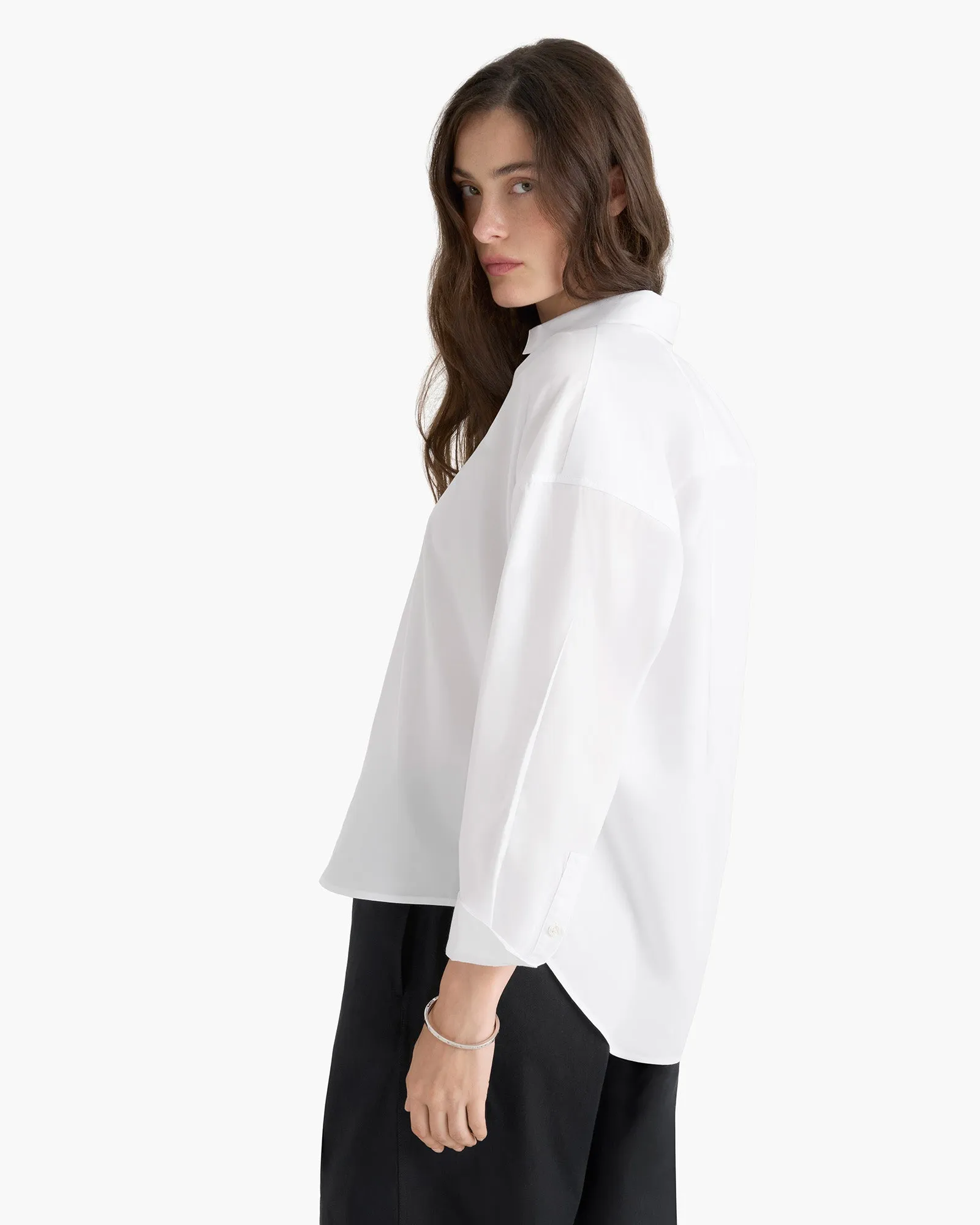 Cotton Poplin Boyfriend Shirt - White quiet luxury