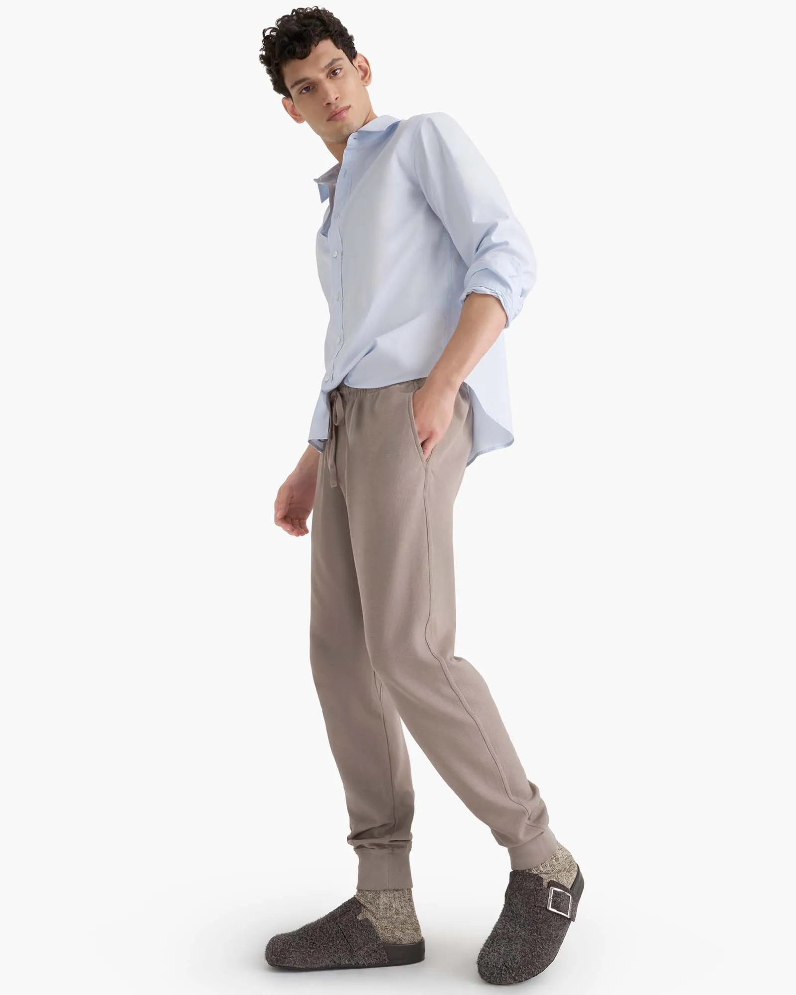 Cotton Poplin Button Down Shirt - Light Blue street edge