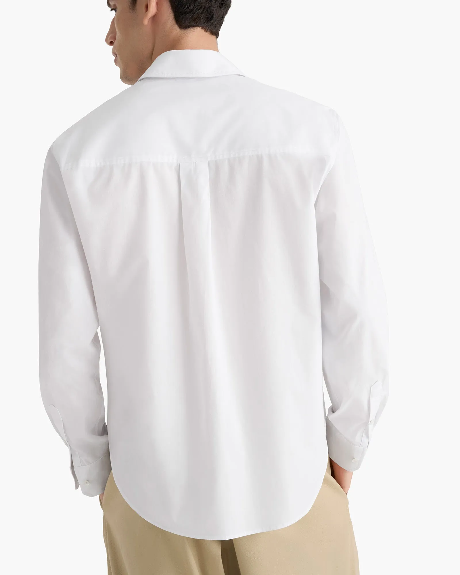 Cotton Poplin Button Down Shirt - White breathable touch
