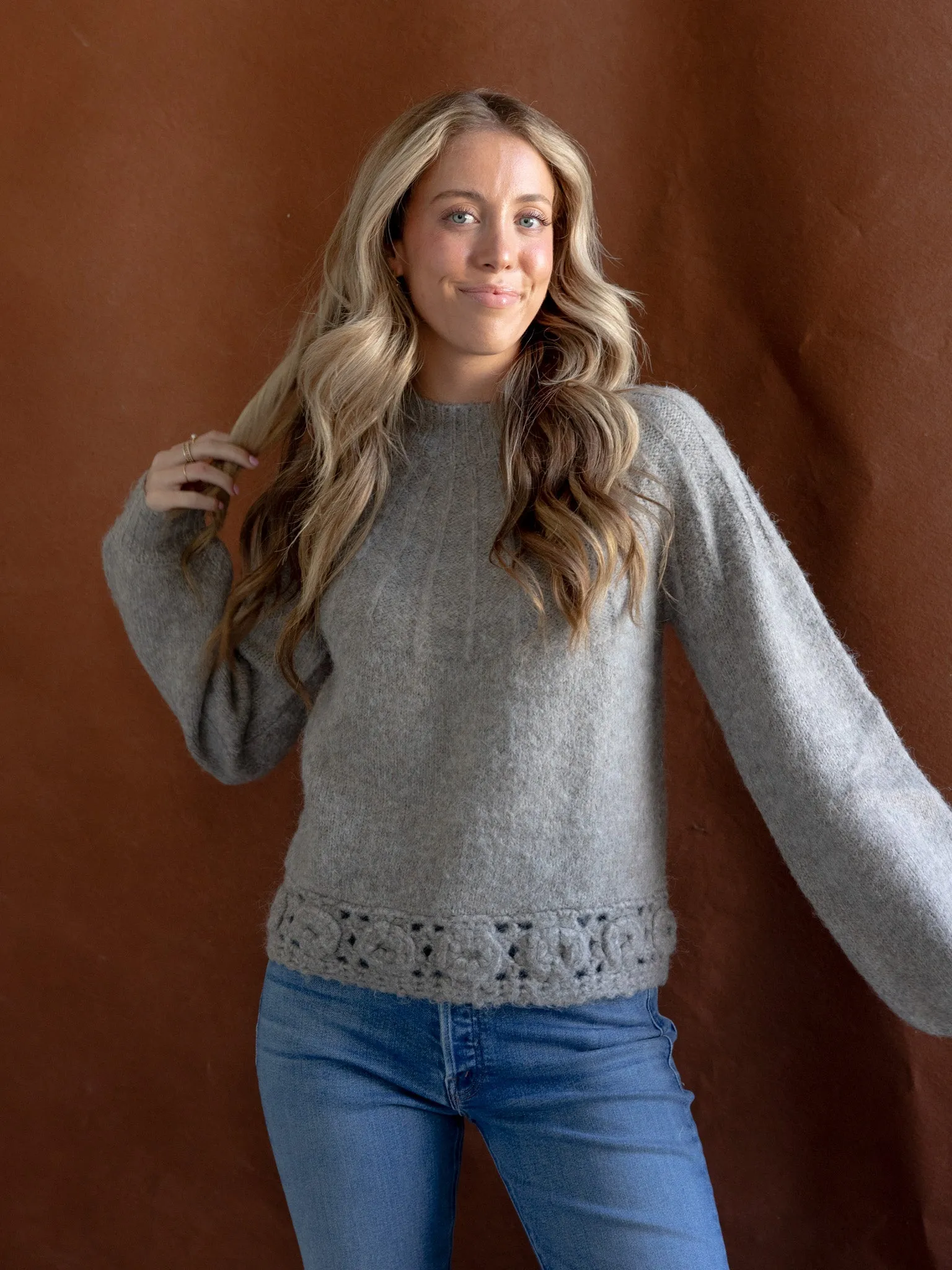 Crochet Hem Sweater Stylish Ease