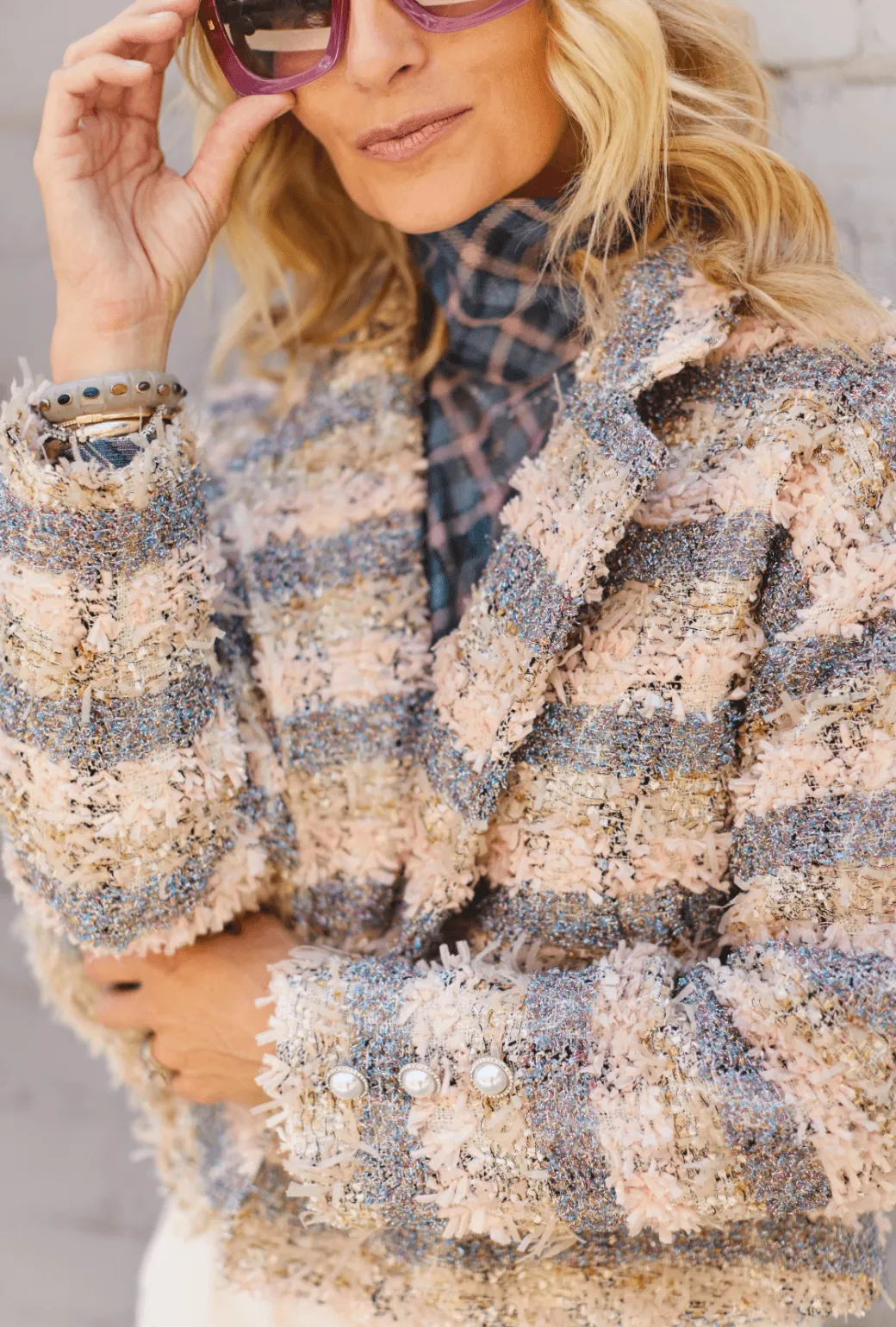 Cropped Blazer - Iridescent Tweed cozy vibe