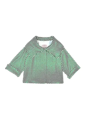 Cropped Grace Coat - Emerald Checkerboard Shimmer sunrise feel