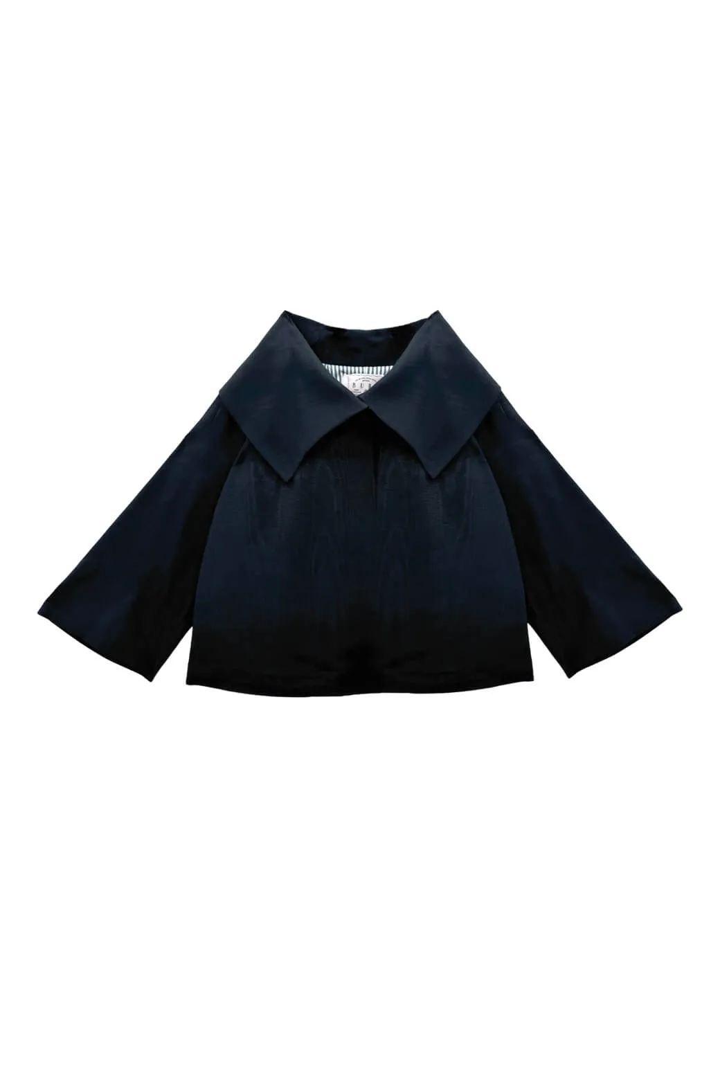 Cropped Grace Coat - Noir Moir crisp shell