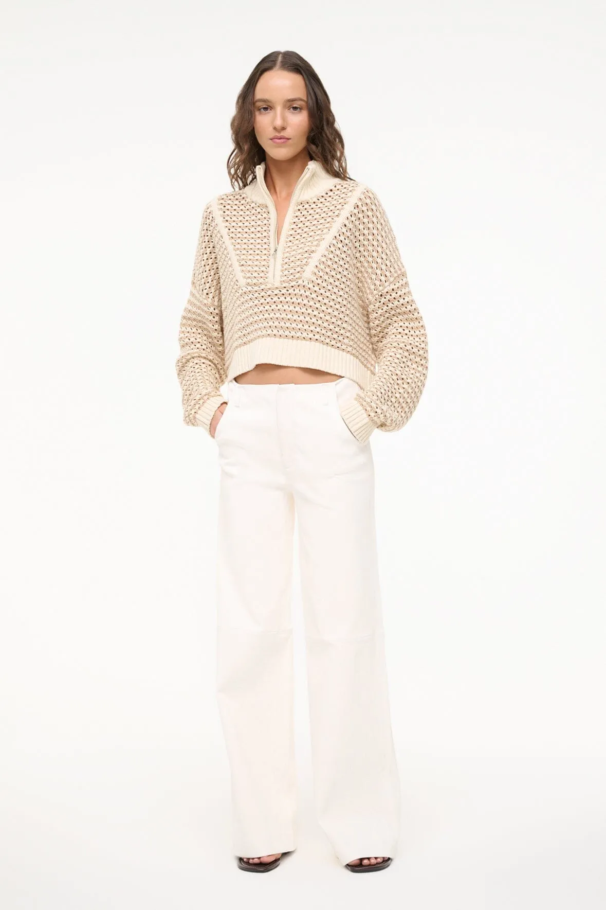 CROPPED HAMPTON SWEATER | BREEZE CREME Trendy Ease