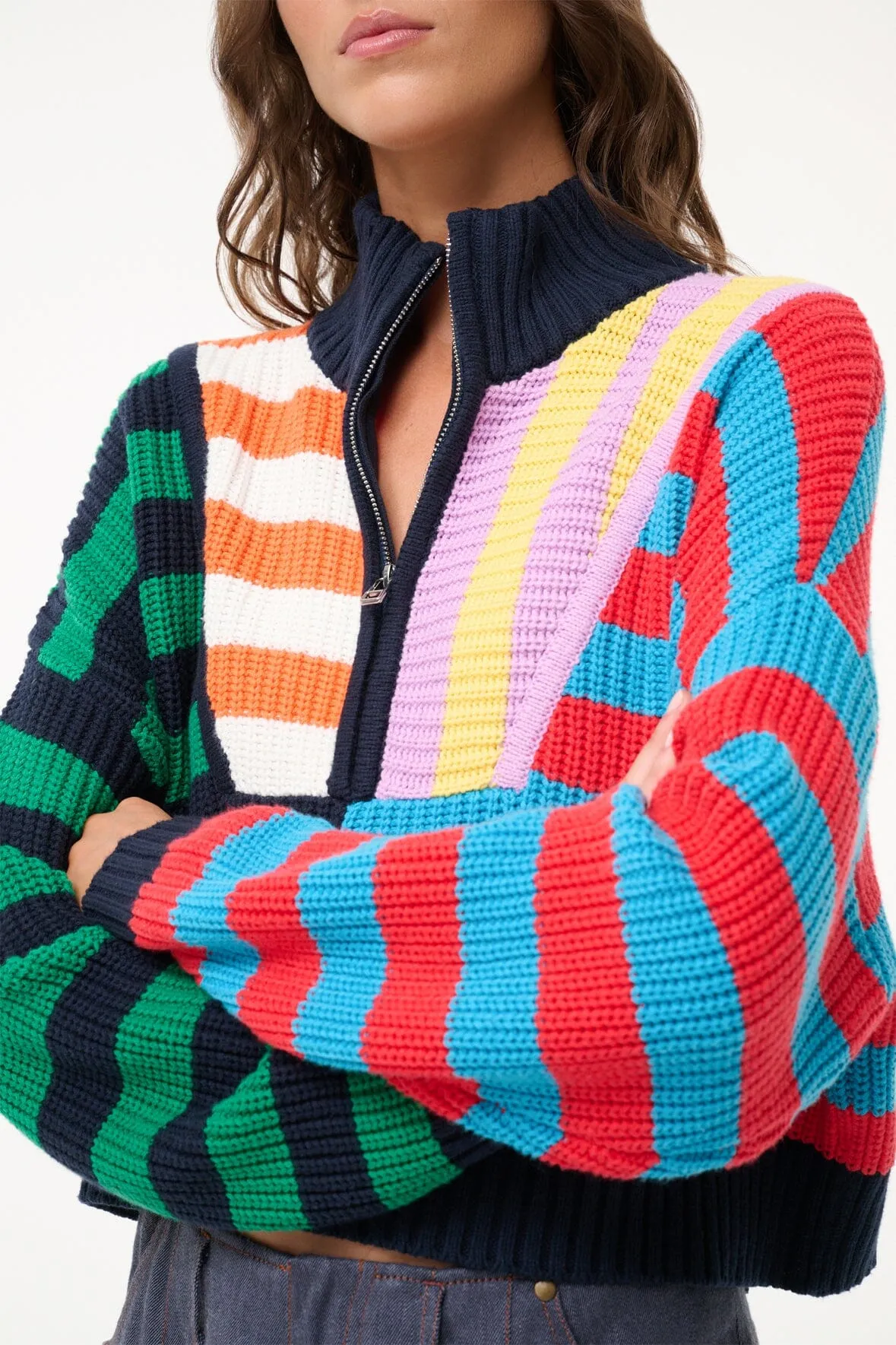 CROPPED HAMPTON SWEATER | CABANA STRIPE MULTI Neat Fit