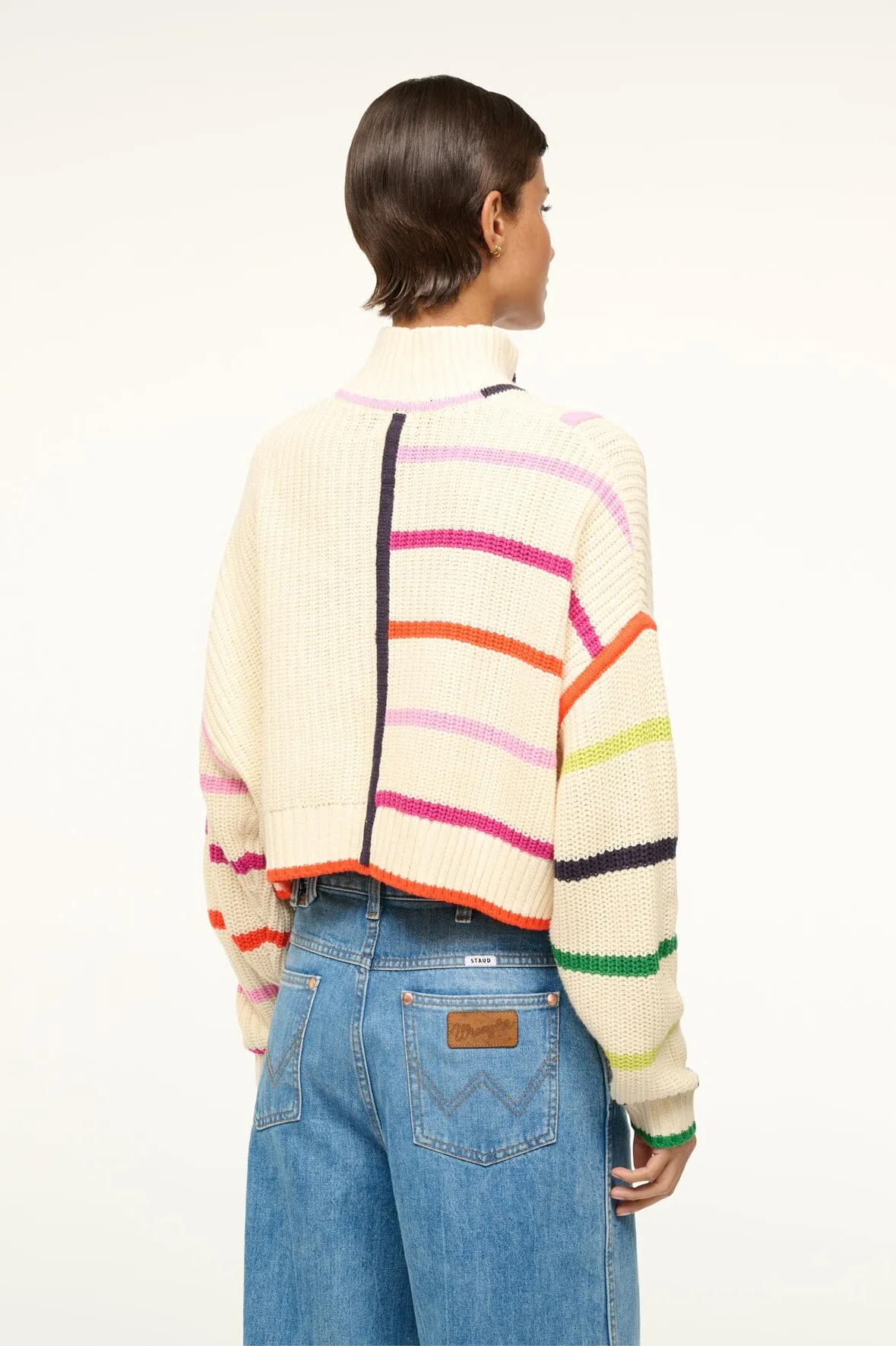 CROPPED HAMPTON SWEATER | CREAM RAINBOW MULTI Stay Warm