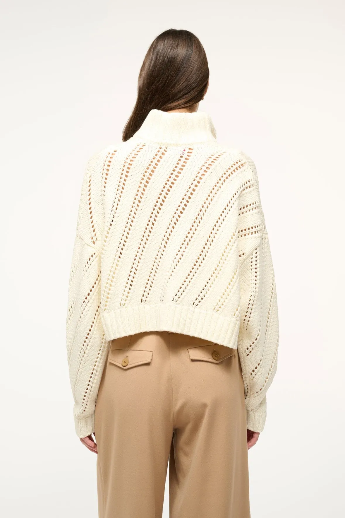 CROPPED HAMPTON SWEATER | IVORY Smart Feel