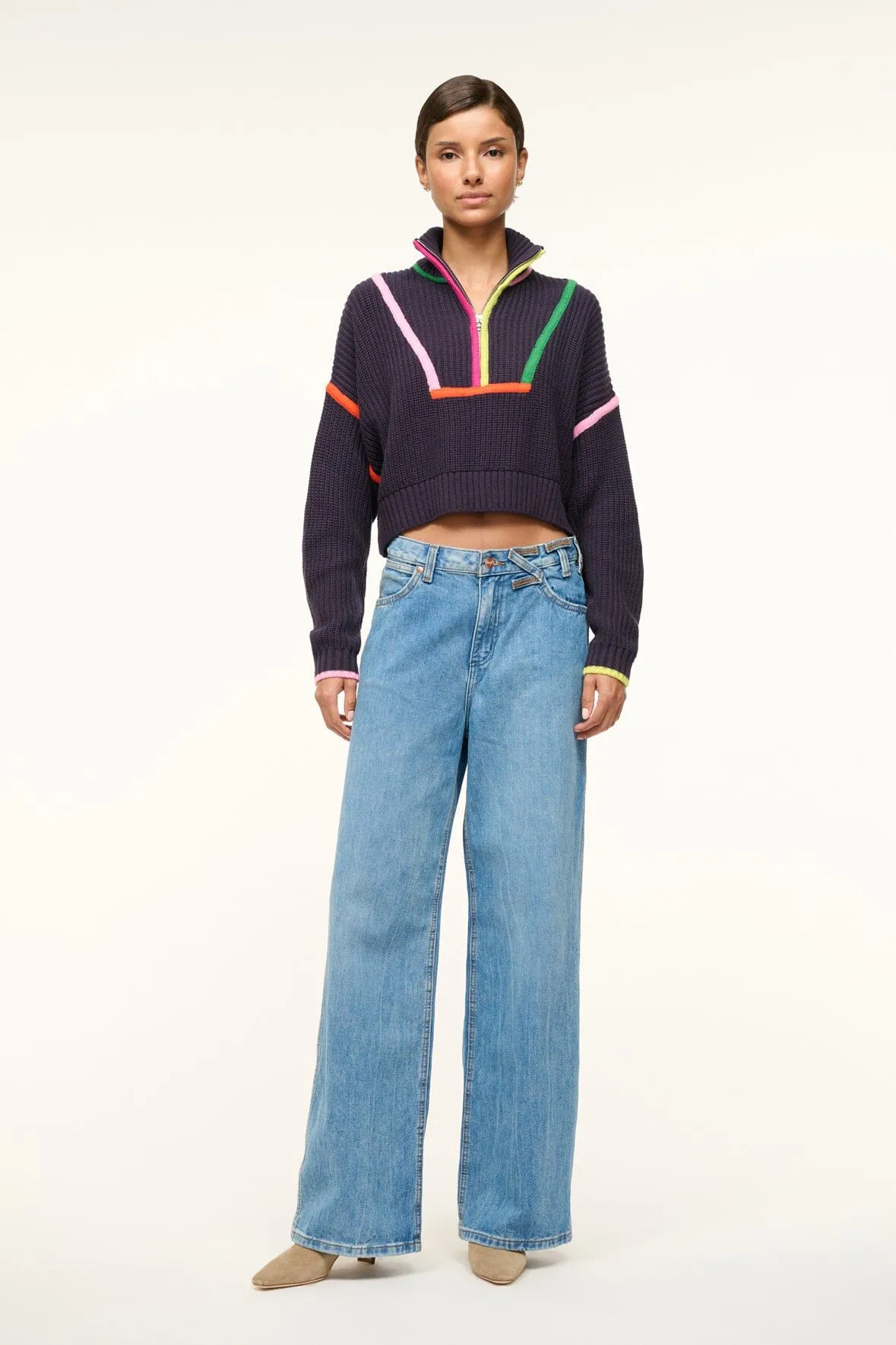 CROPPED HAMPTON SWEATER | NAVY MULTI Style Focus