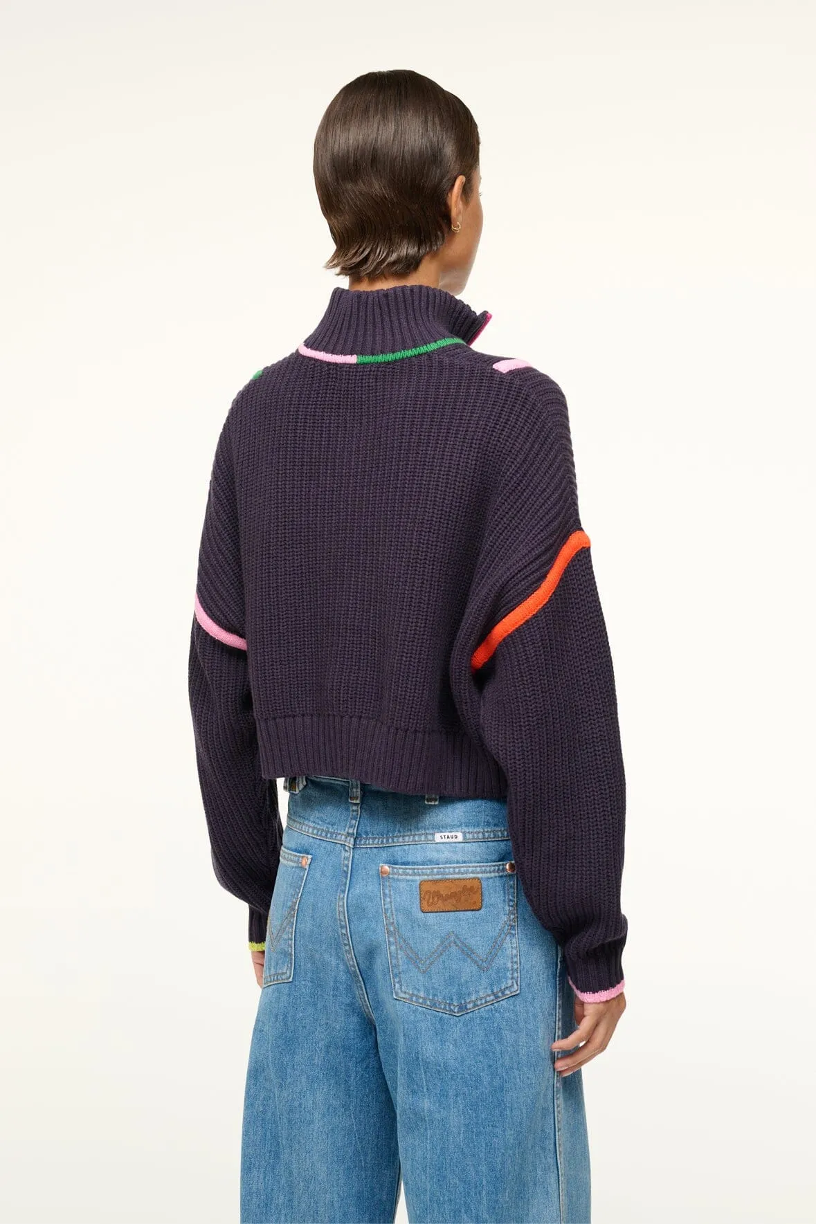 CROPPED HAMPTON SWEATER | NAVY MULTI Luxe Touch