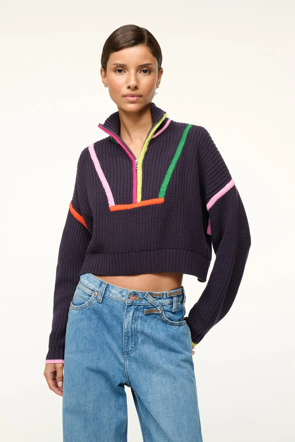 CROPPED HAMPTON SWEATER | NAVY MULTI Subtle Touch