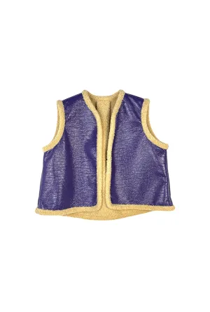 Cropped Vest- Purple Patent and Shearling crisp base