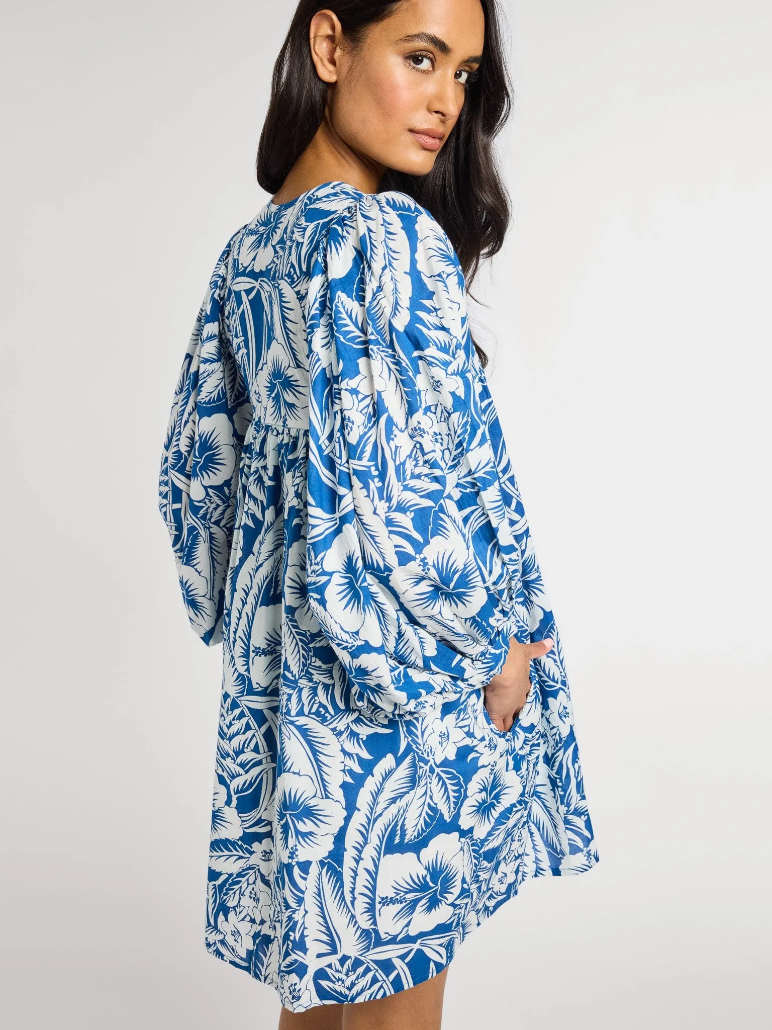 Daisy Dress in Blue Hibiscus cultural vibe
