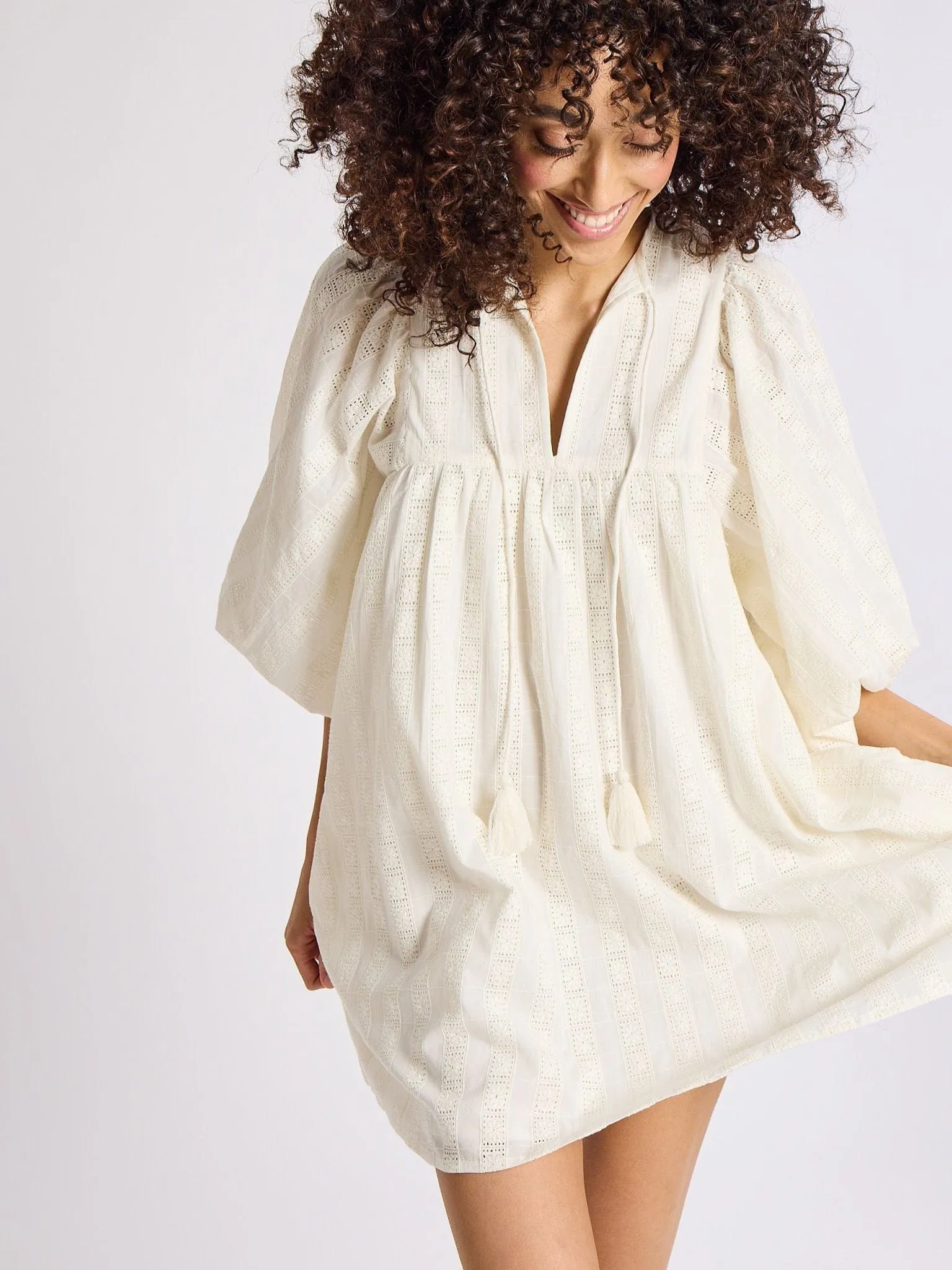 Daisy Dress in Ivory Eyelet cool edge