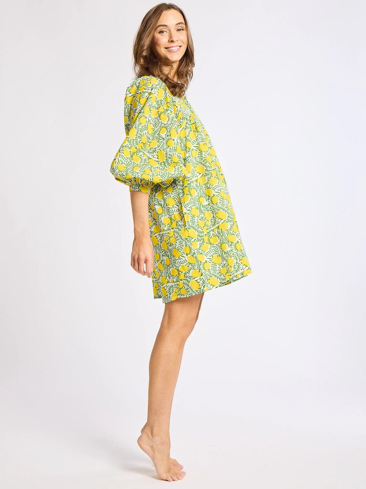 Daisy Dress in Lemons layered feel