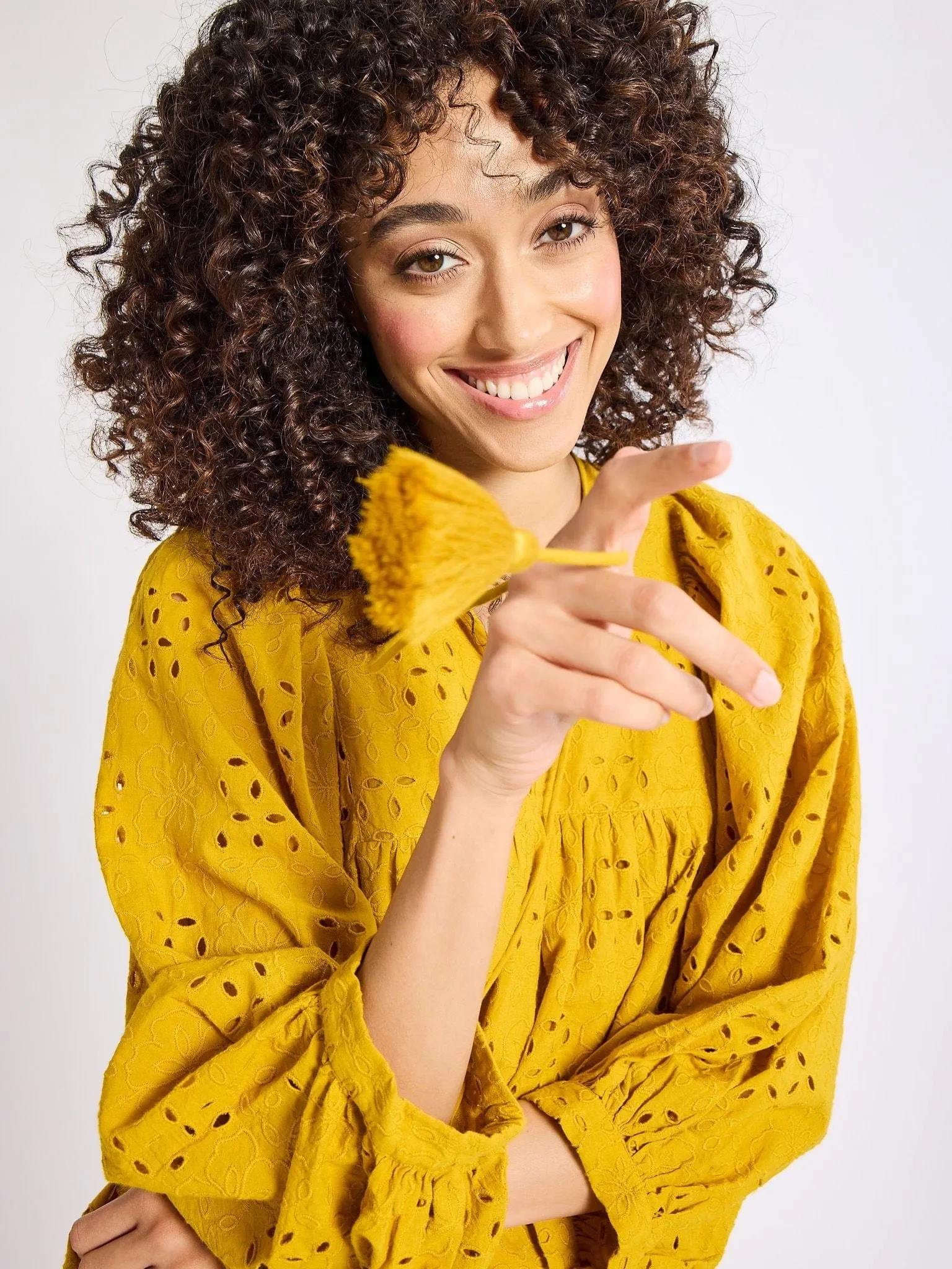 Daisy Dress in Marigold Eyelet cool neutral