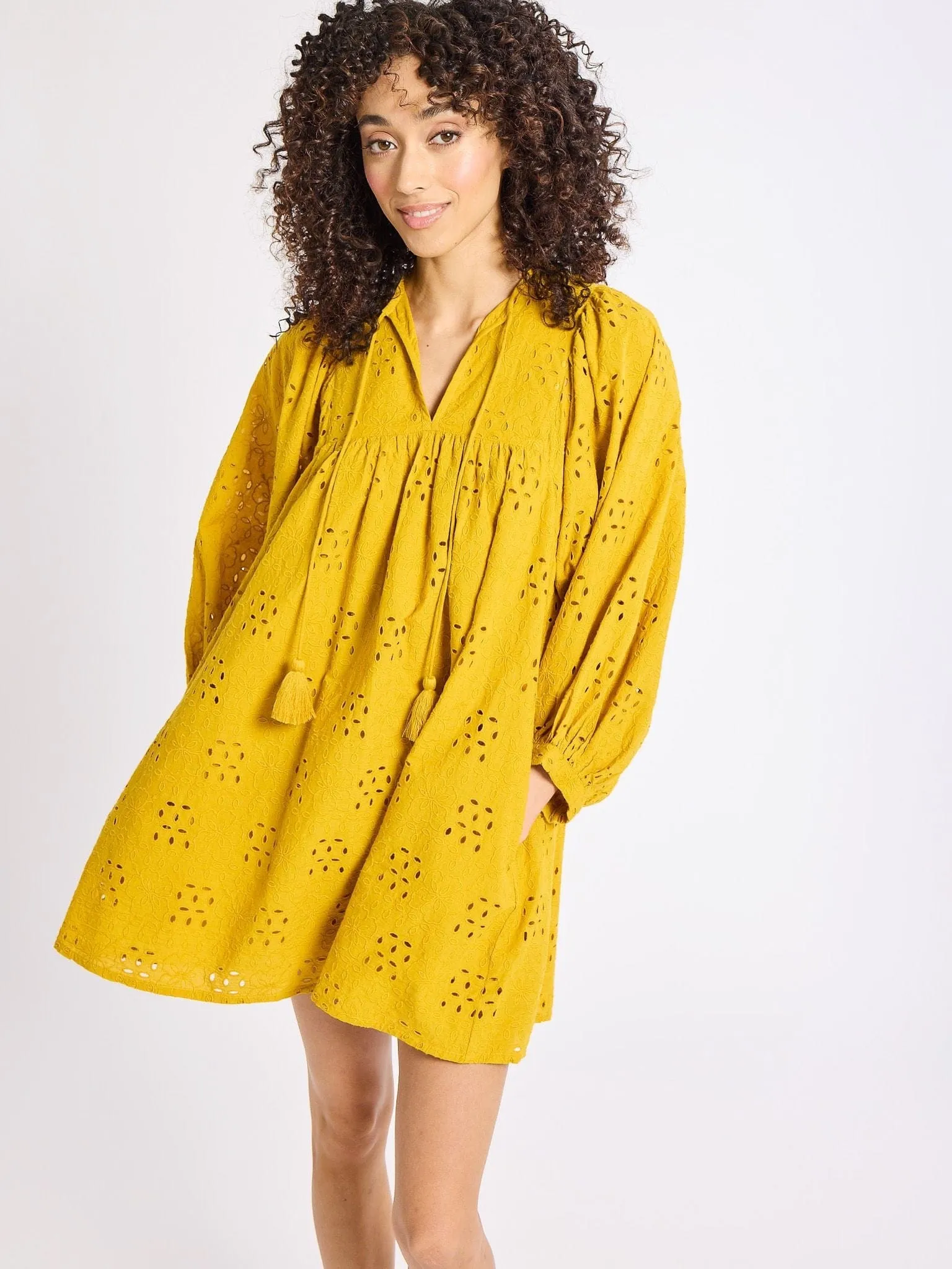 Daisy Dress in Marigold Eyelet sunny tone