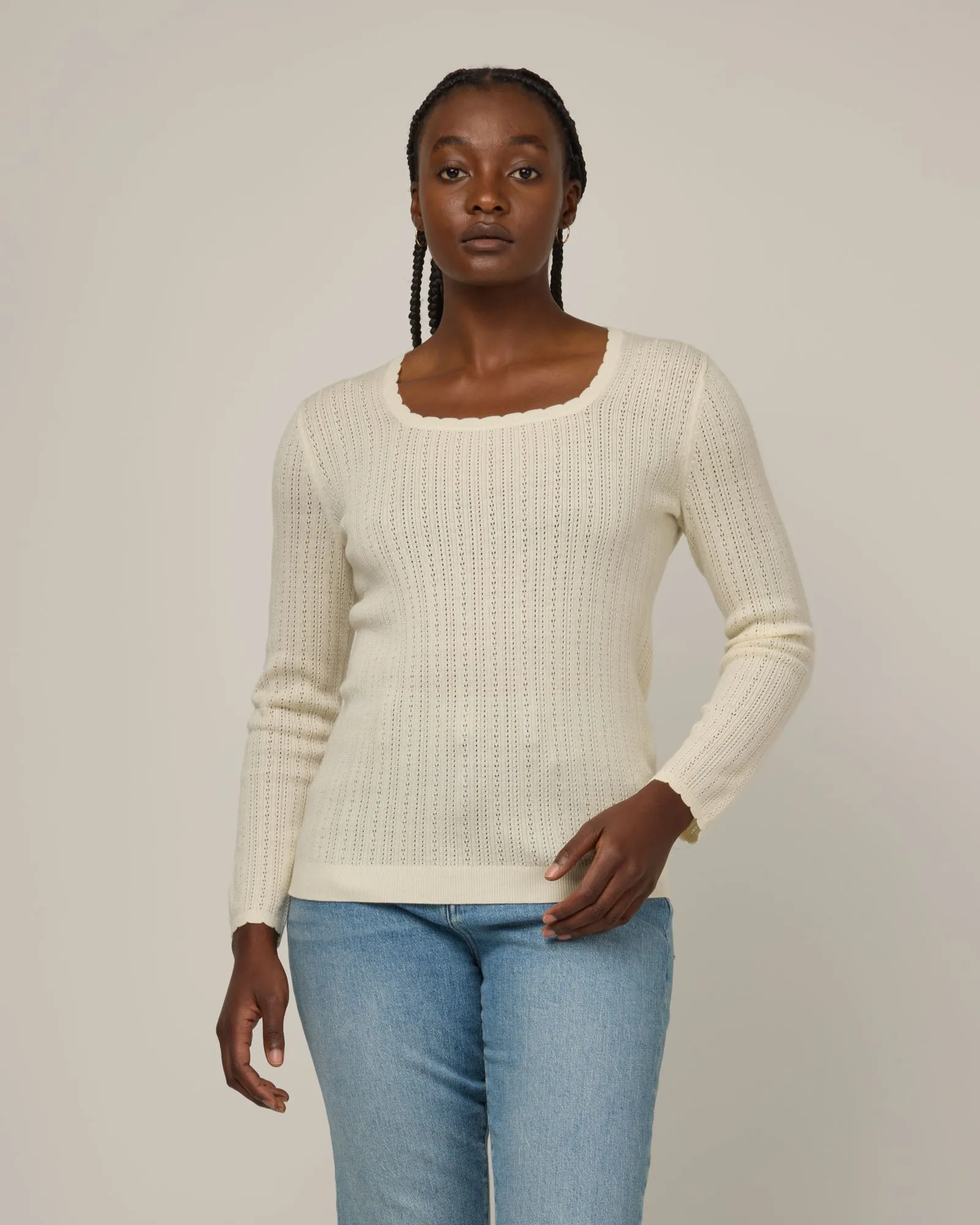 Daisy Pointelle Sweater Daily Comfort