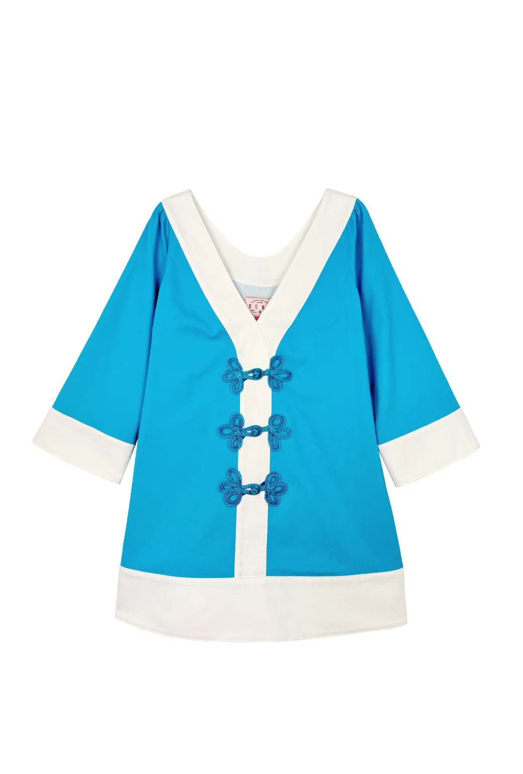 Deep V Mini Kaftan - Turquoise retro charm