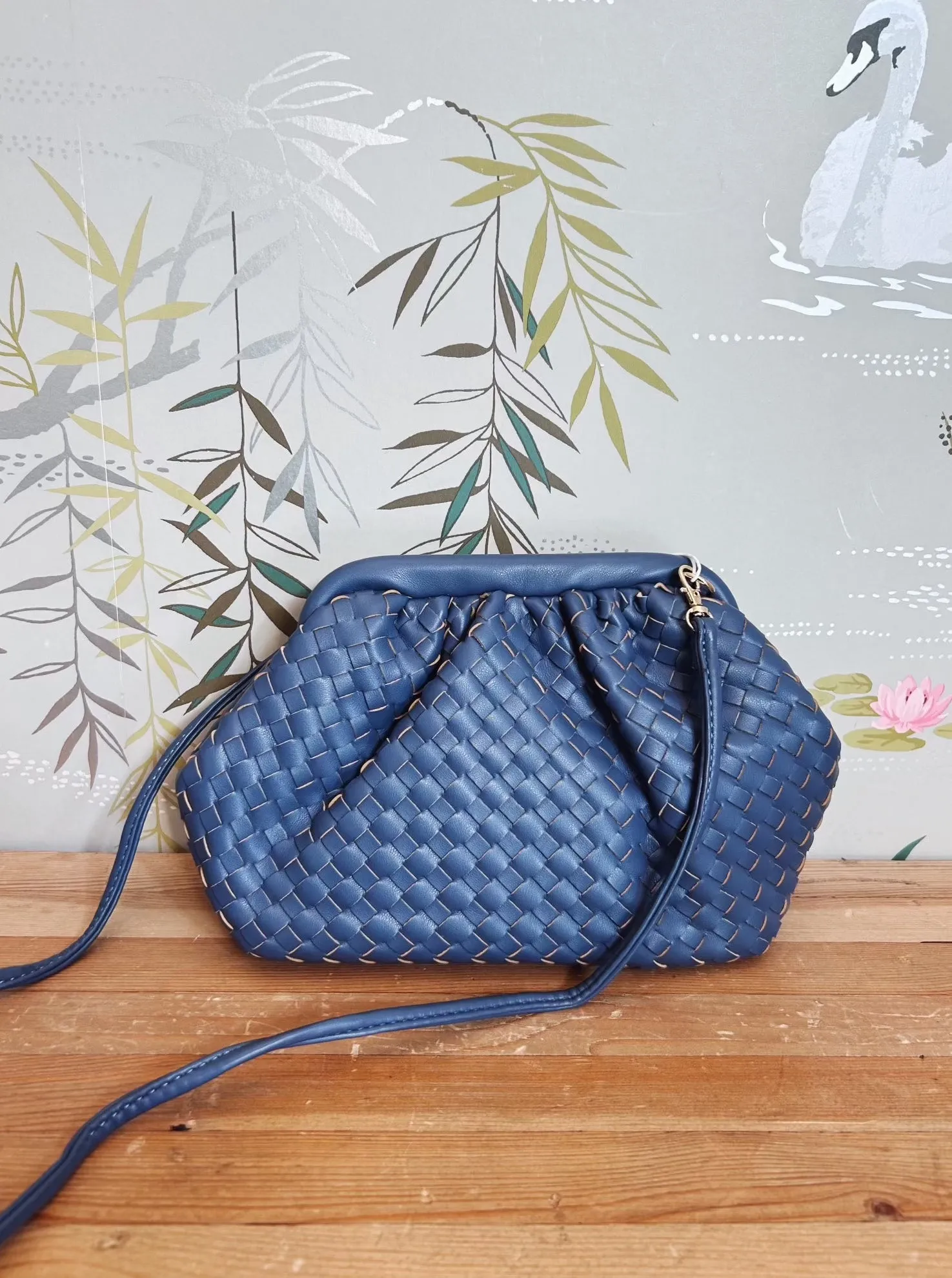 Denim Woven Clutch fast slot