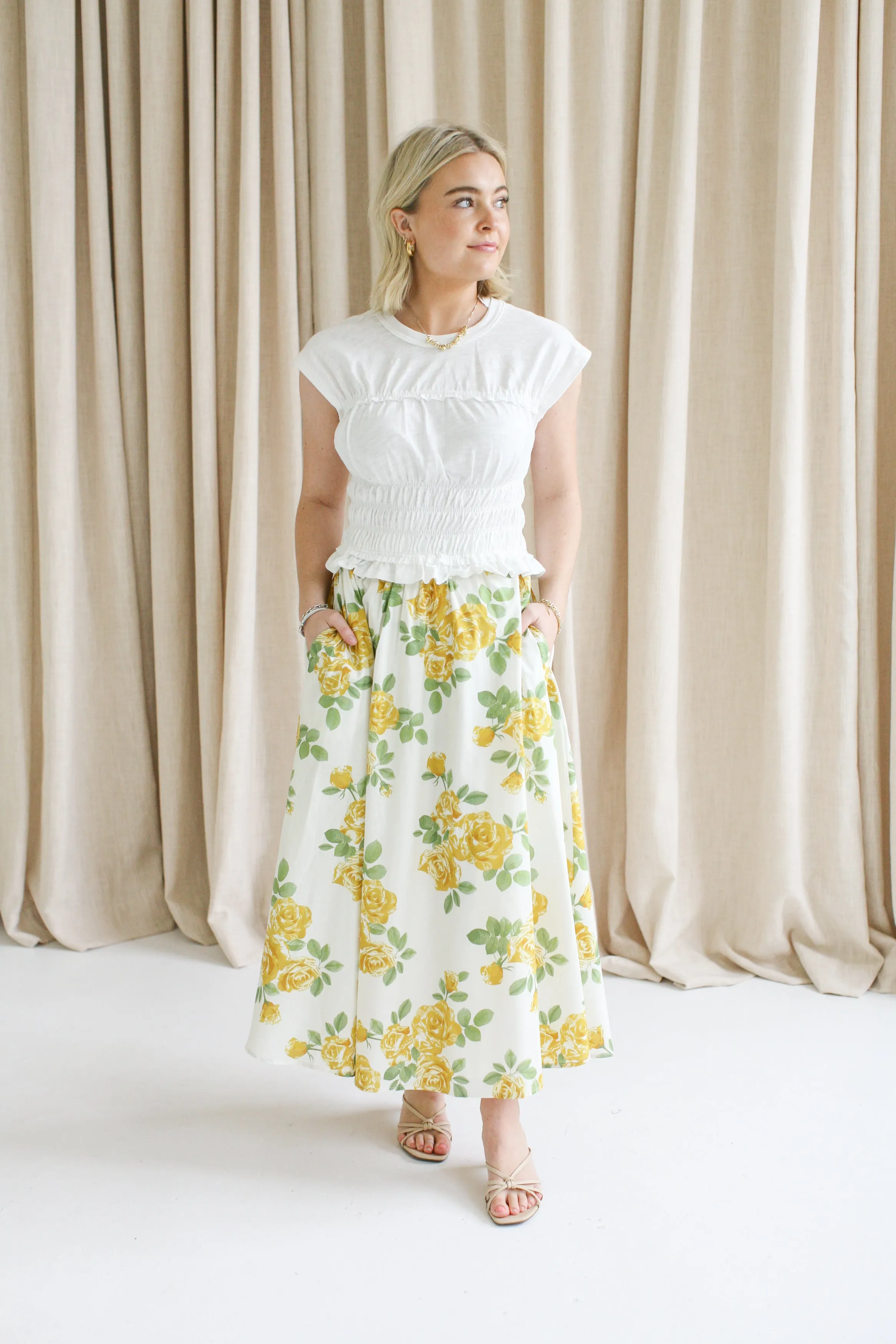 Diana Floral Midi Skirt warm feel