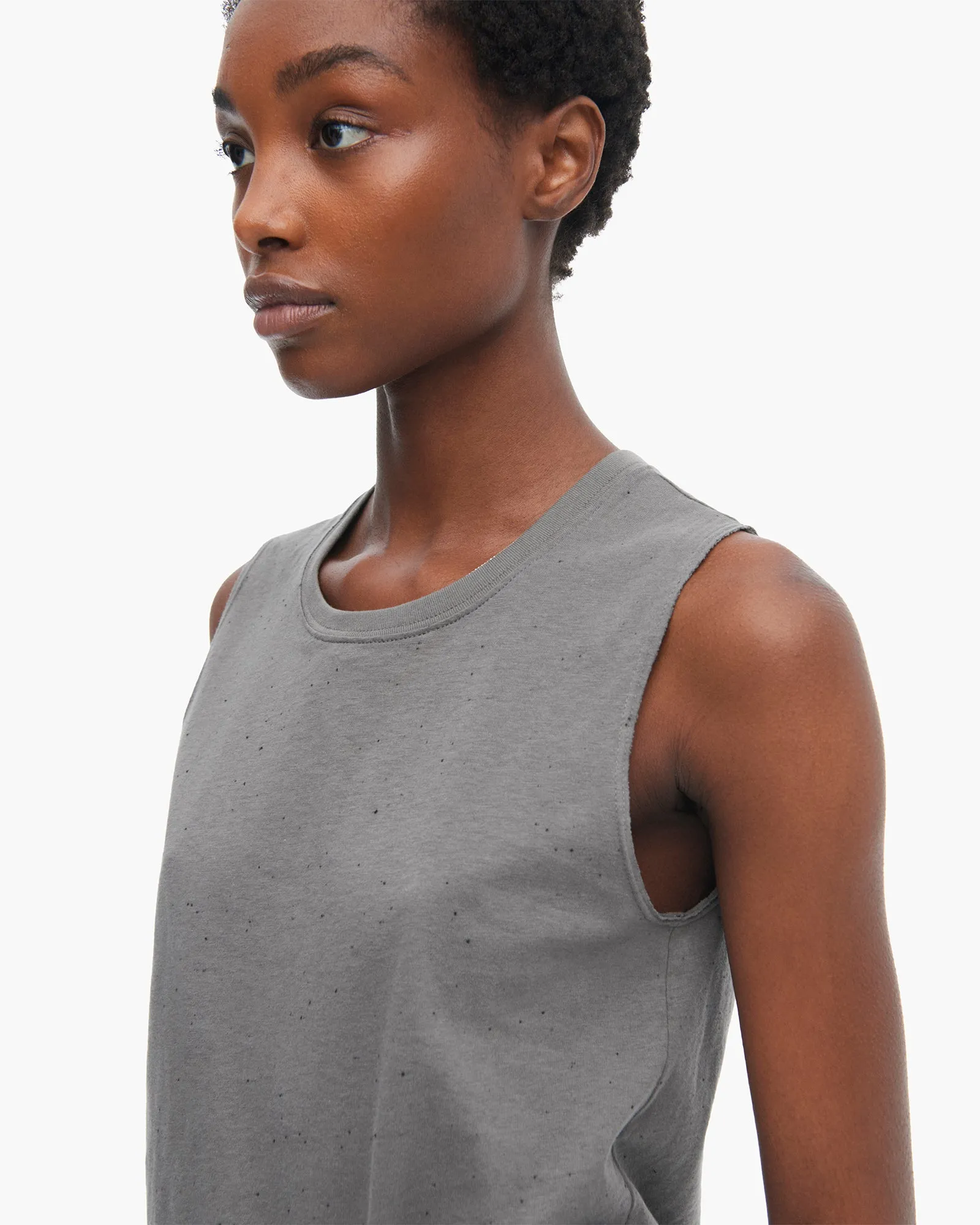 Donegal Jersey Cut Off Detail Muscle Tee - Slate Grey feel cool