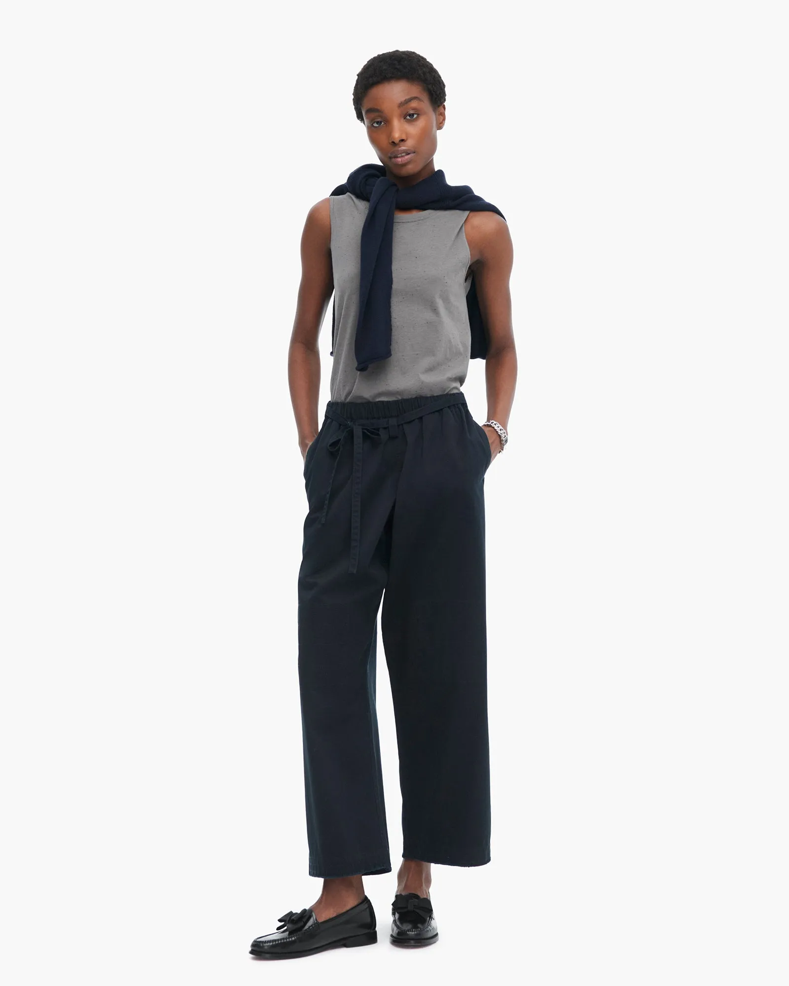 Donegal Jersey Cut Off Detail Muscle Tee - Slate Grey layer mood