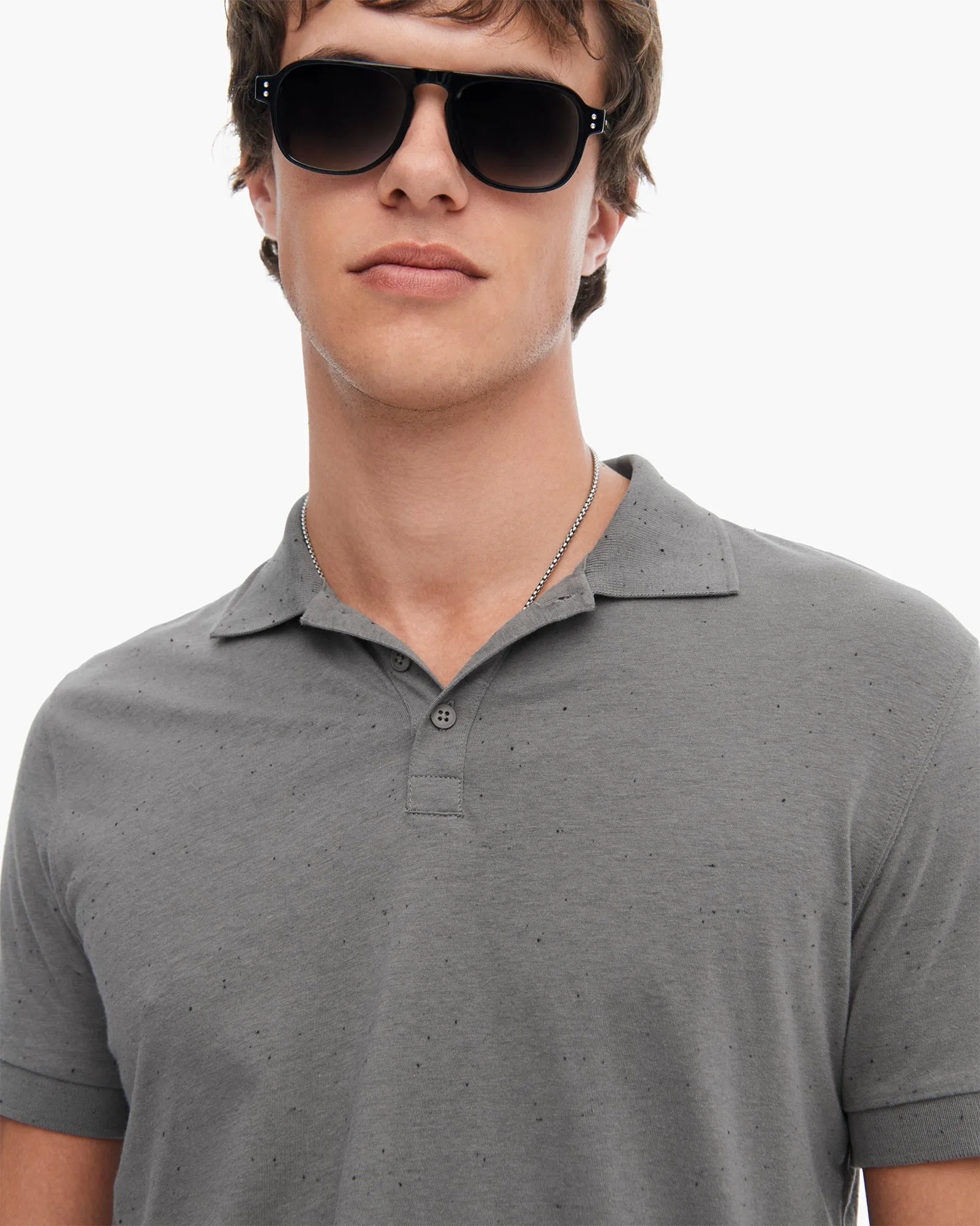 Donegal Jersey Short Sleeve Polo - Steel home stretch