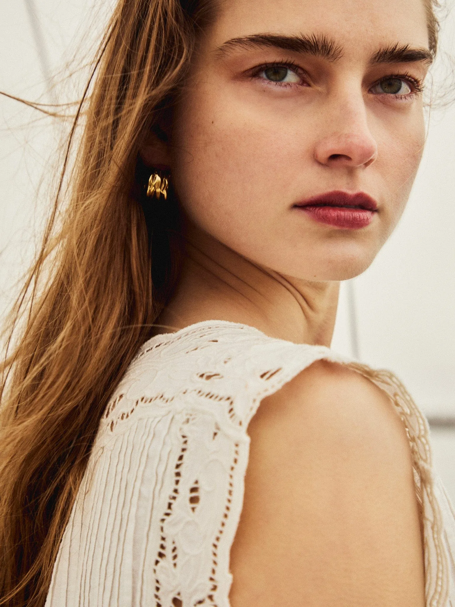 Dott Dress in White Embroidered Linen everyday ease