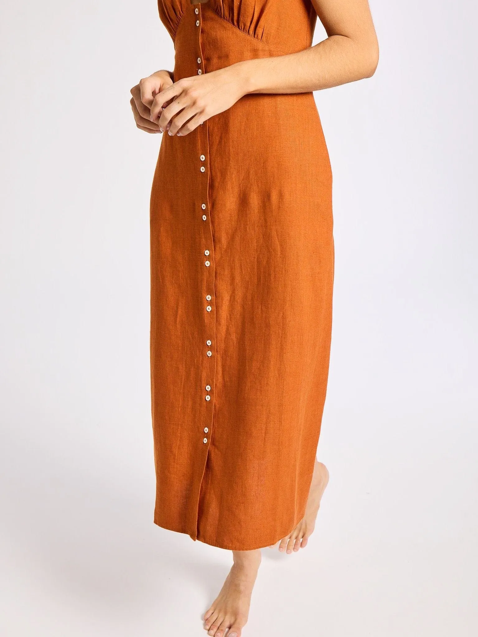 Effie Dress in Sepia Linen soft harmony