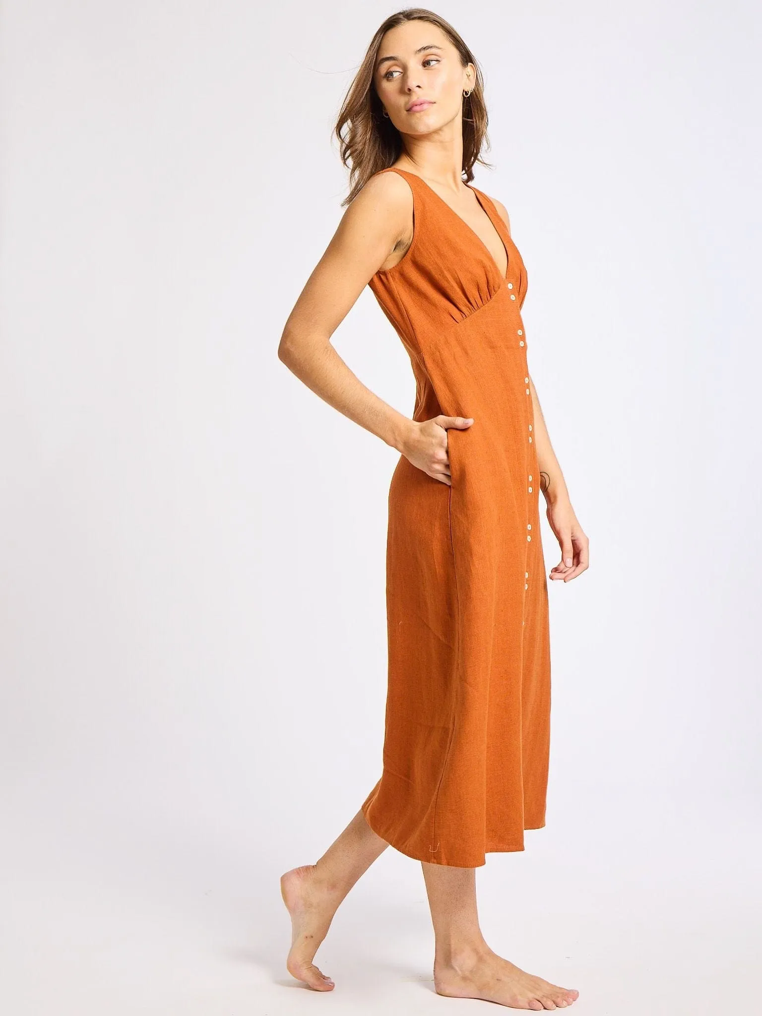 Effie Dress in Sepia Linen playful chic